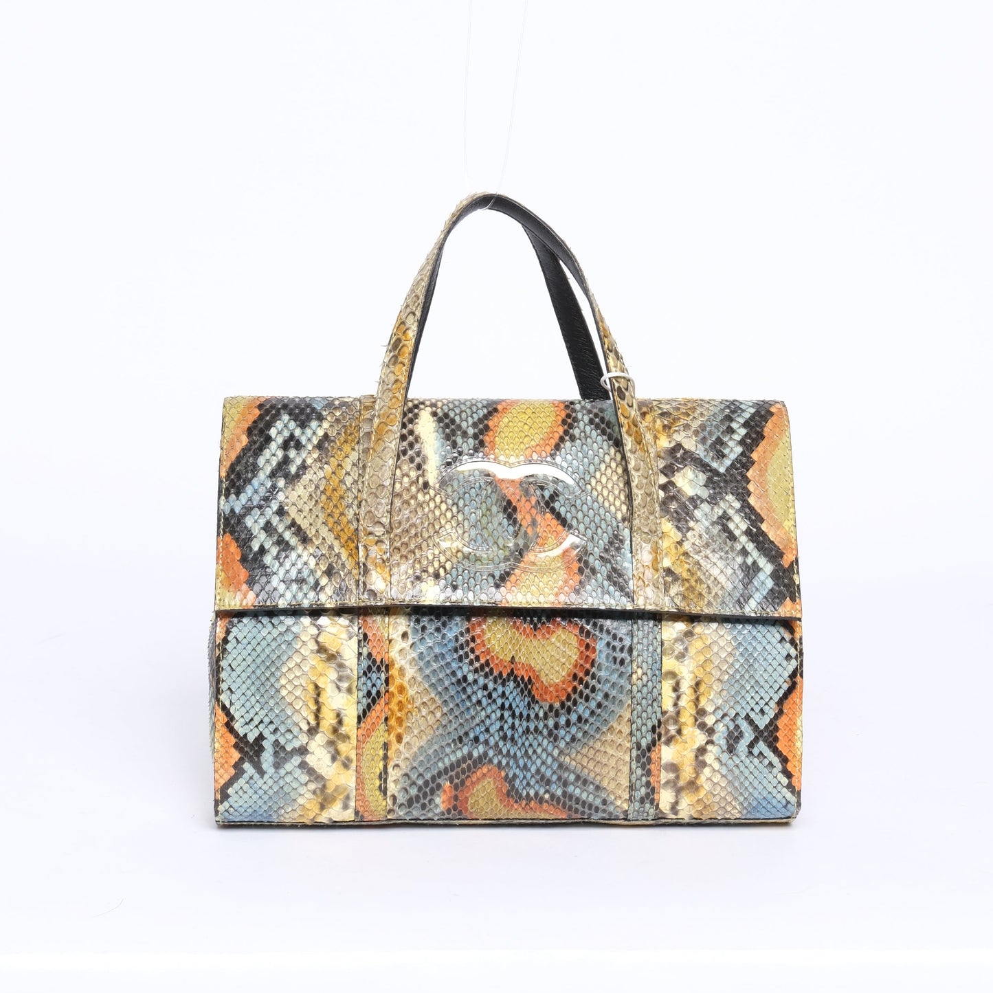 Chanel Multicolored Python Leather CC Top Handle Bag