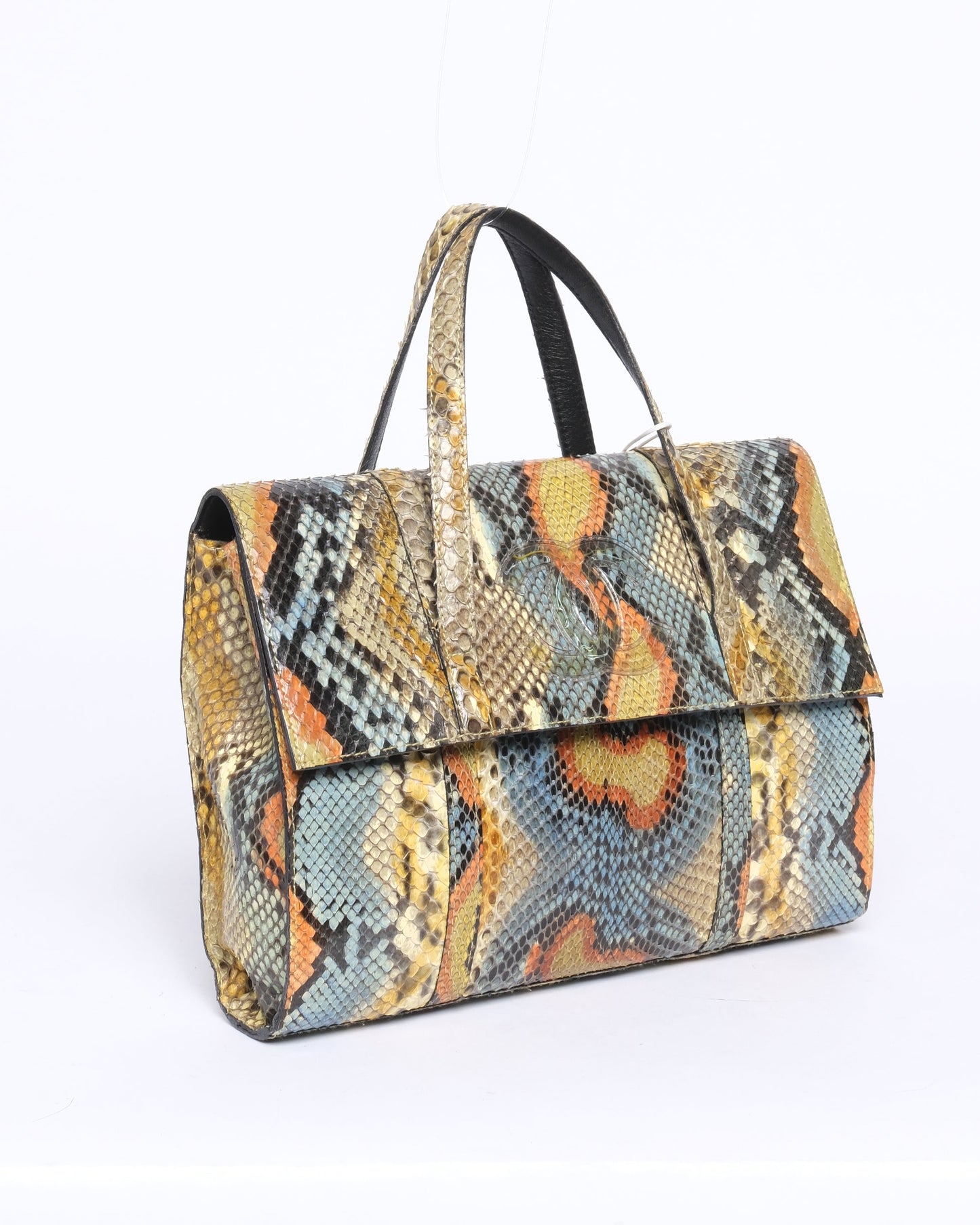 Chanel Multicolored Python Leather CC Top Handle Bag