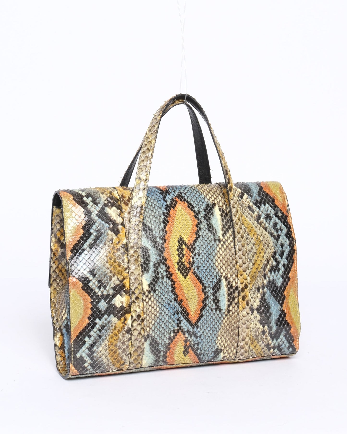 Chanel Multicolored Python Leather CC Top Handle Bag