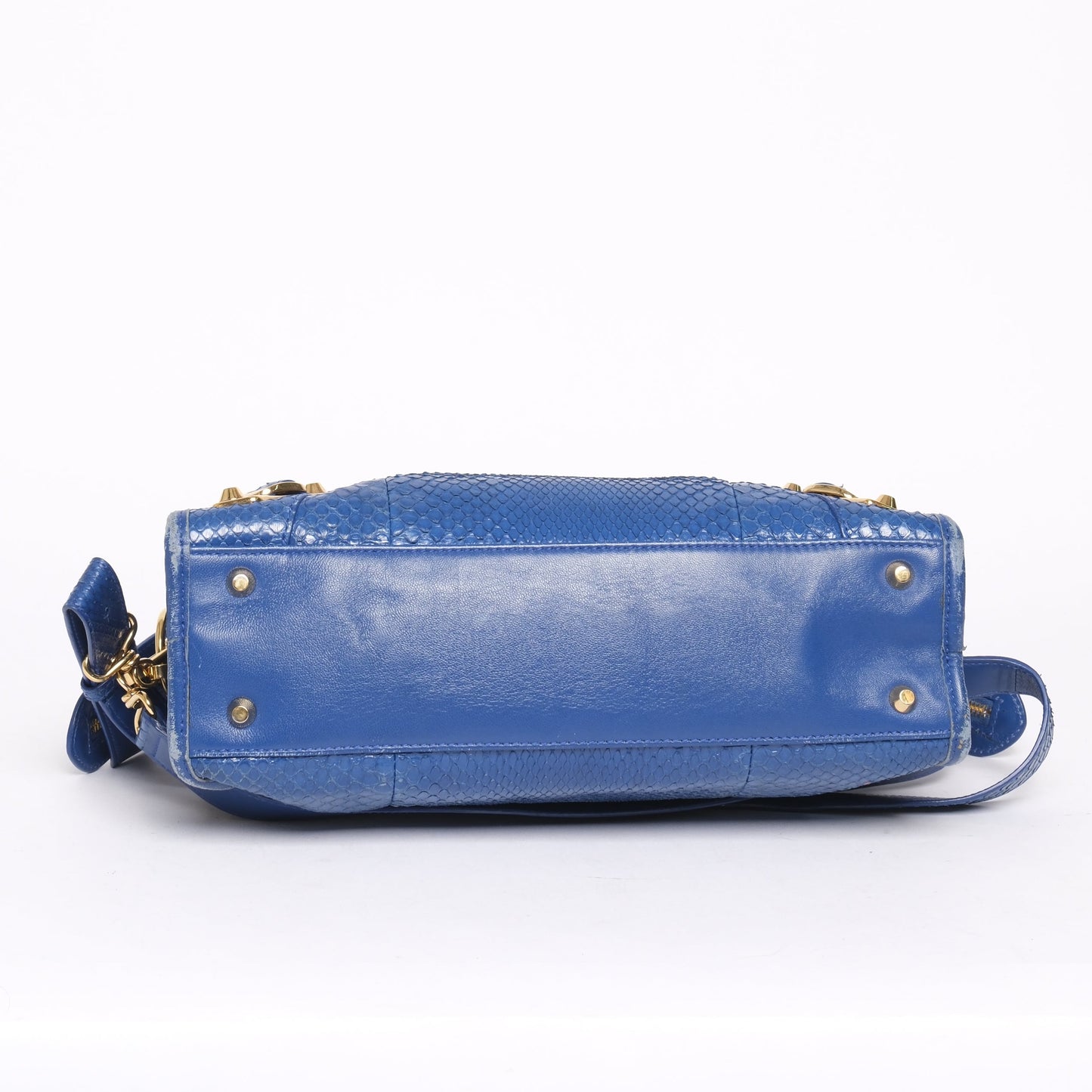 Balenciaga Blue Snakeskin Leather Small City Bag GHW