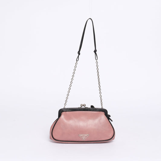 Prada Pink & Leather Floral Mini Evening Bag