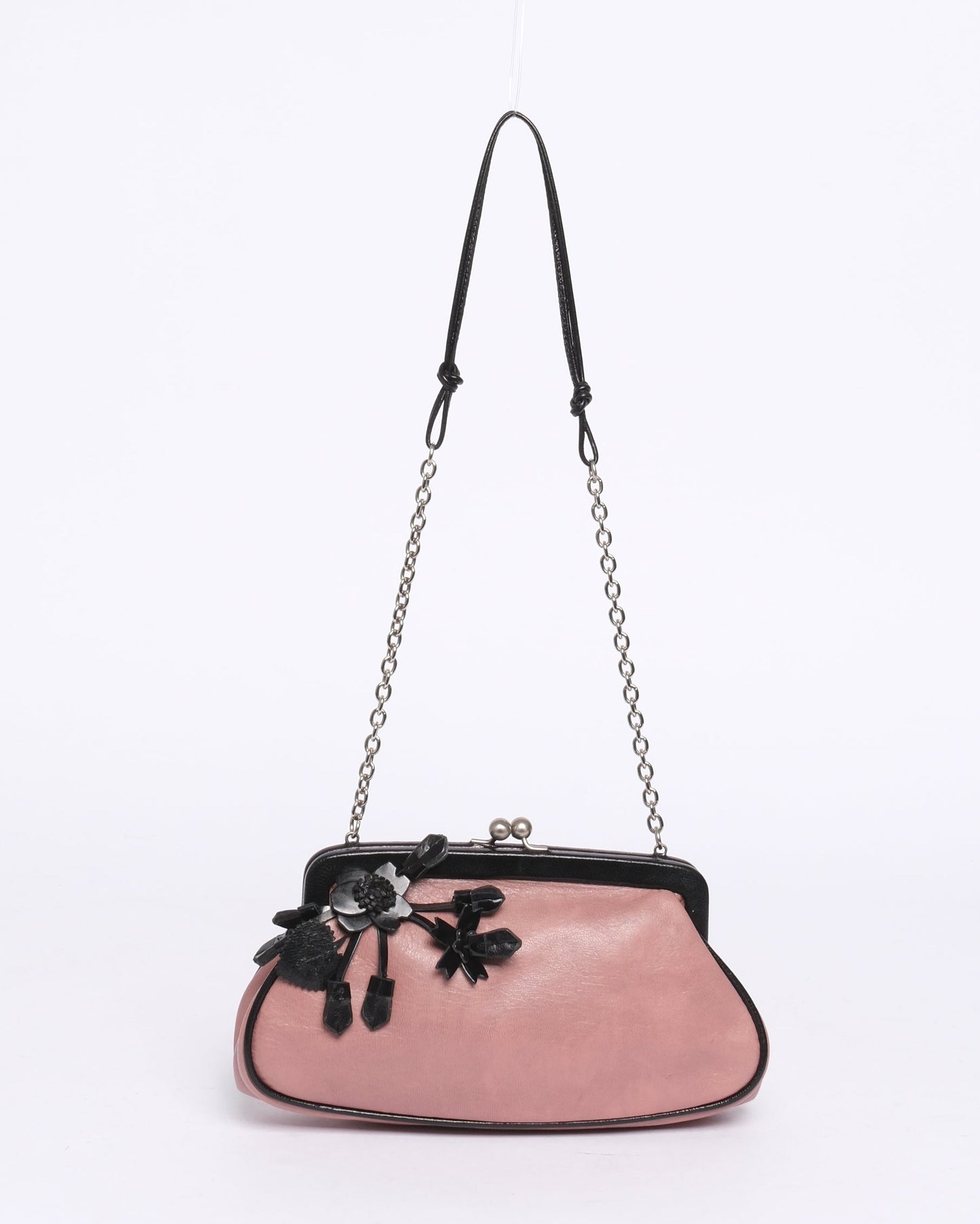 Prada Pink & Leather Floral Mini Evening Bag