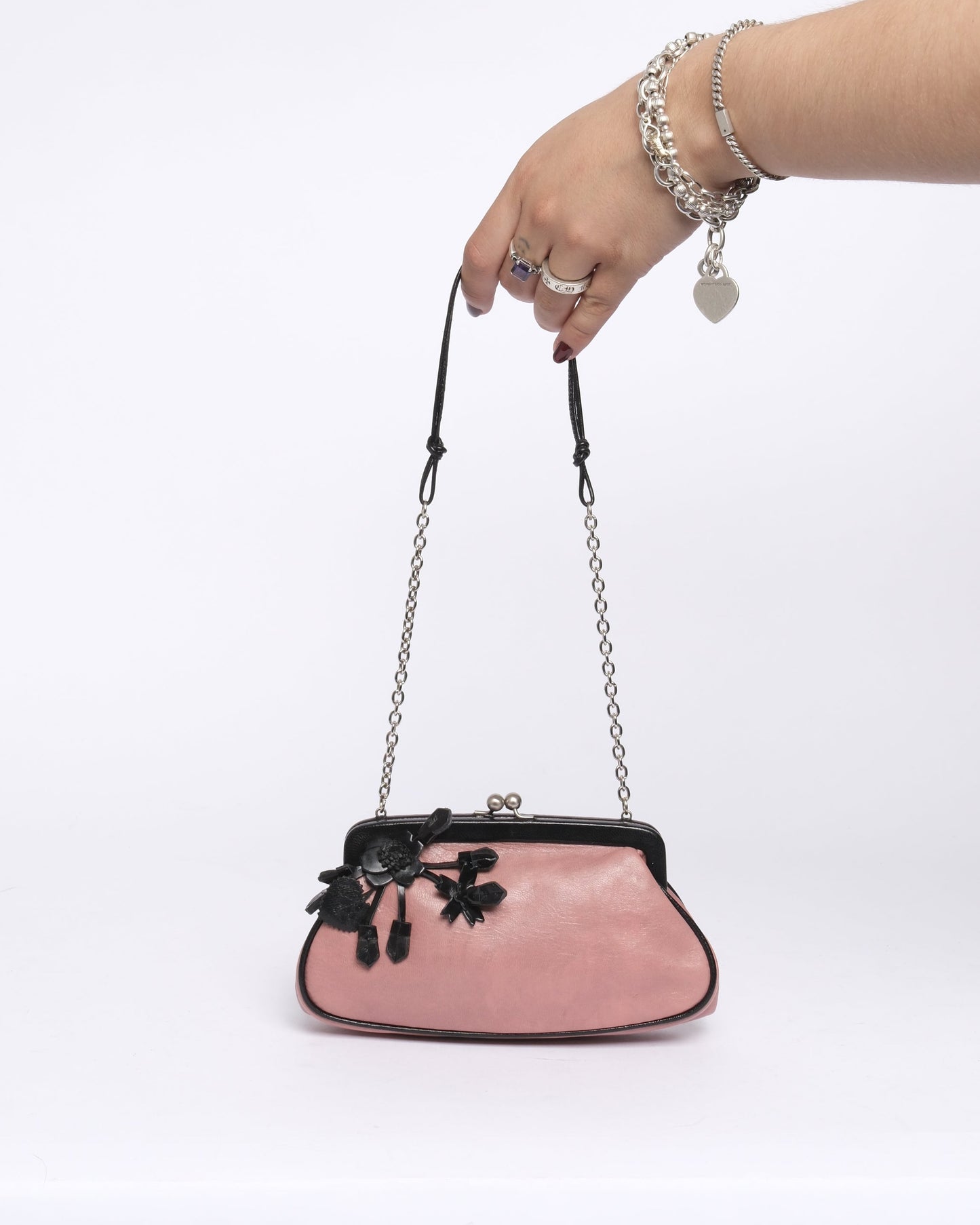 Prada Pink & Leather Floral Mini Evening Bag