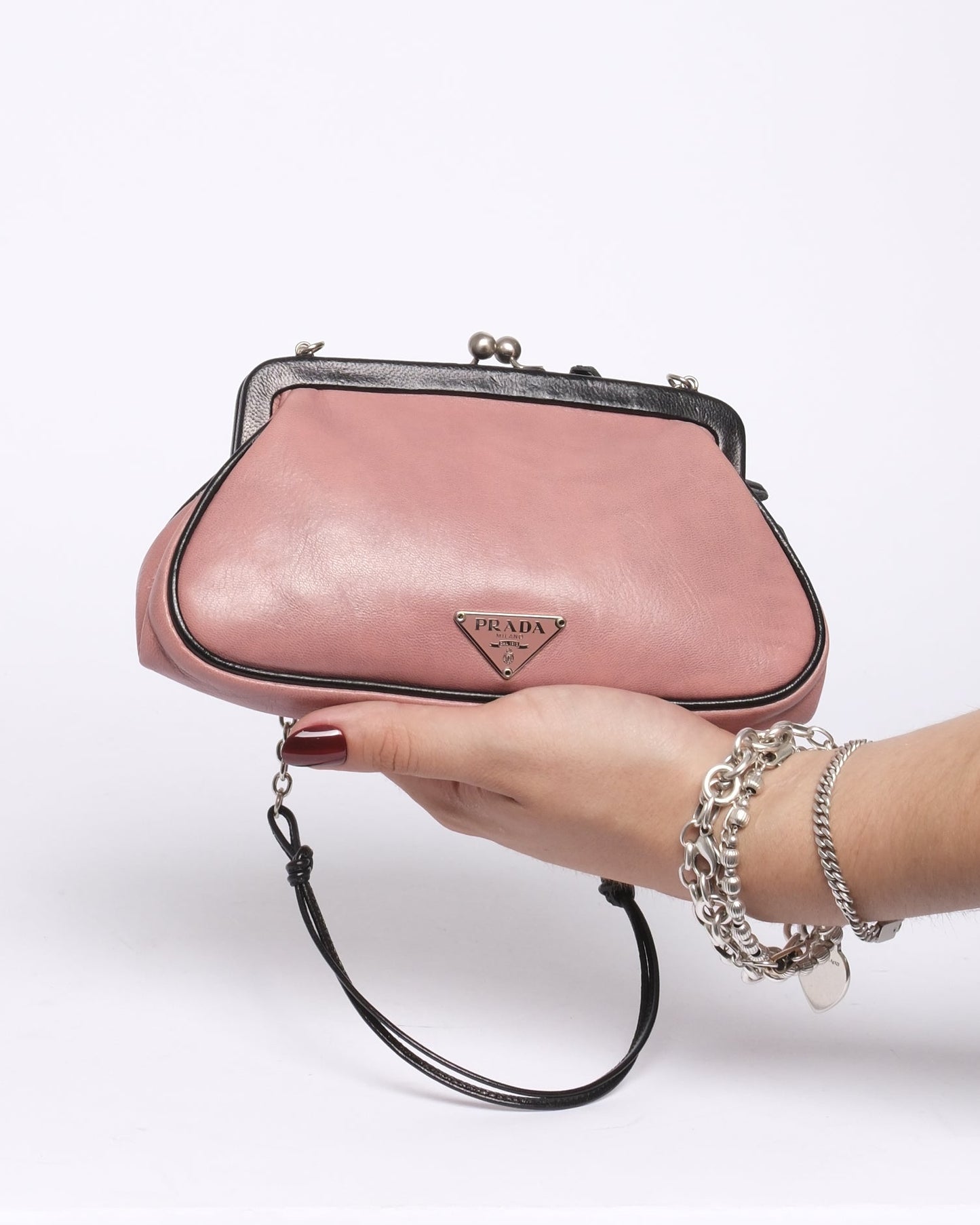 Prada Pink & Leather Floral Mini Evening Bag