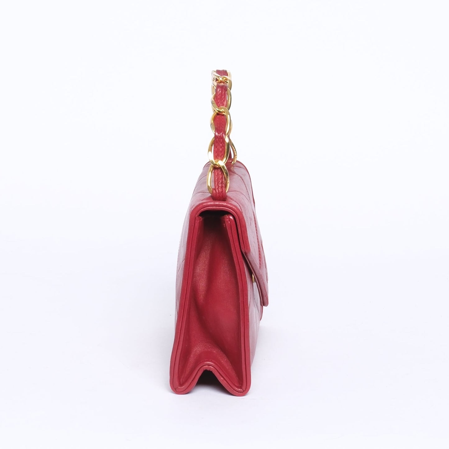 Chanel Red Lambskin Leather Braided Top Handle Bag