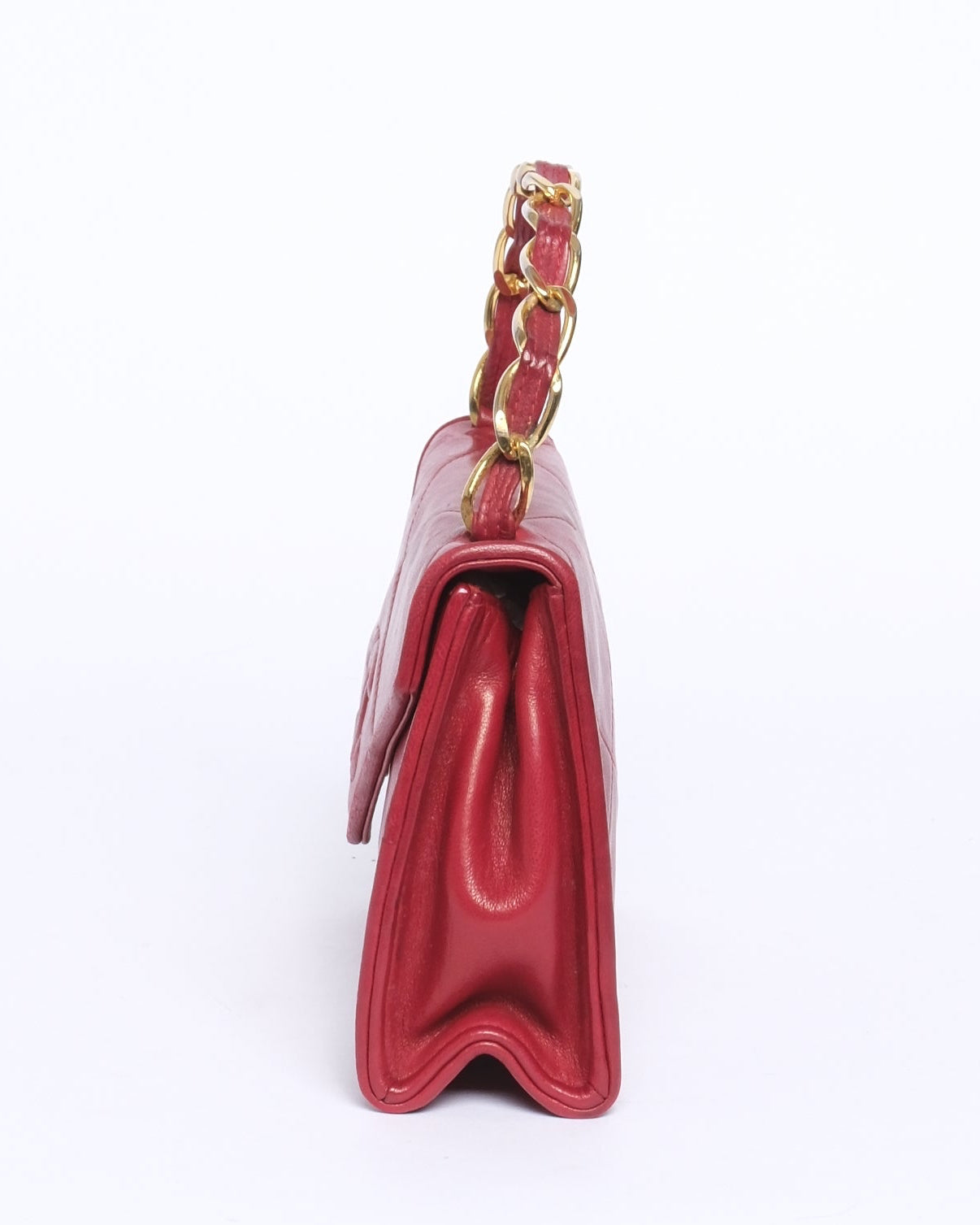 Chanel Red Lambskin Leather Braided Top Handle Bag