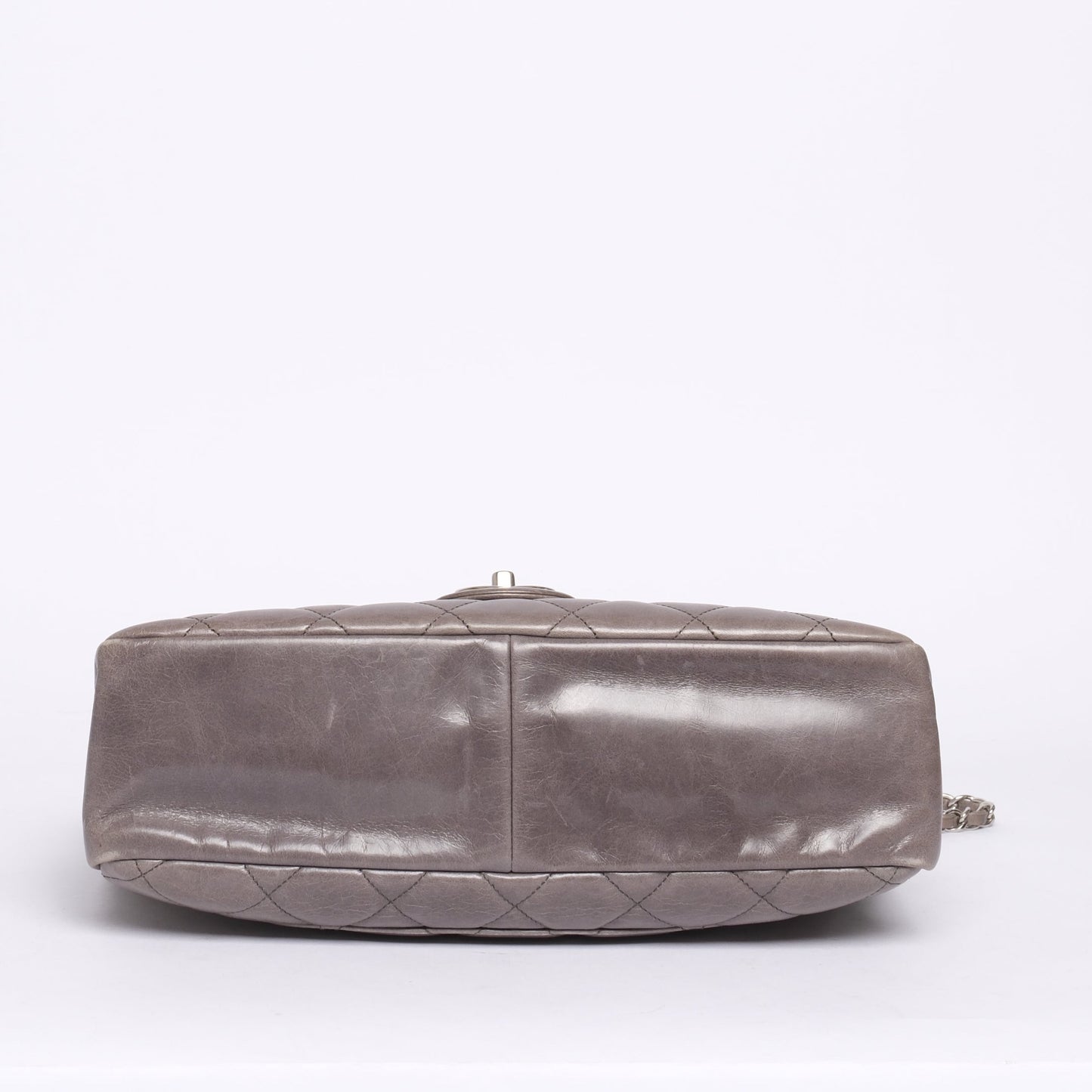 Chanel Gray & Black Lambskin Quilted Acrylic Handle Delivery Flap