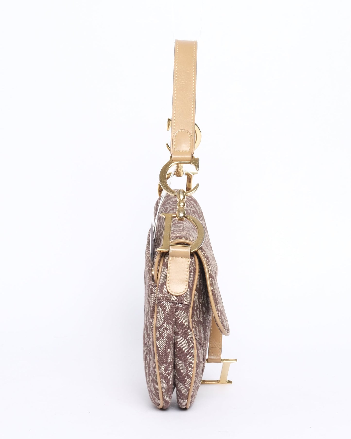 Christian Dior Brown Canvas & Leather Trotter Monogram Saddle Bag