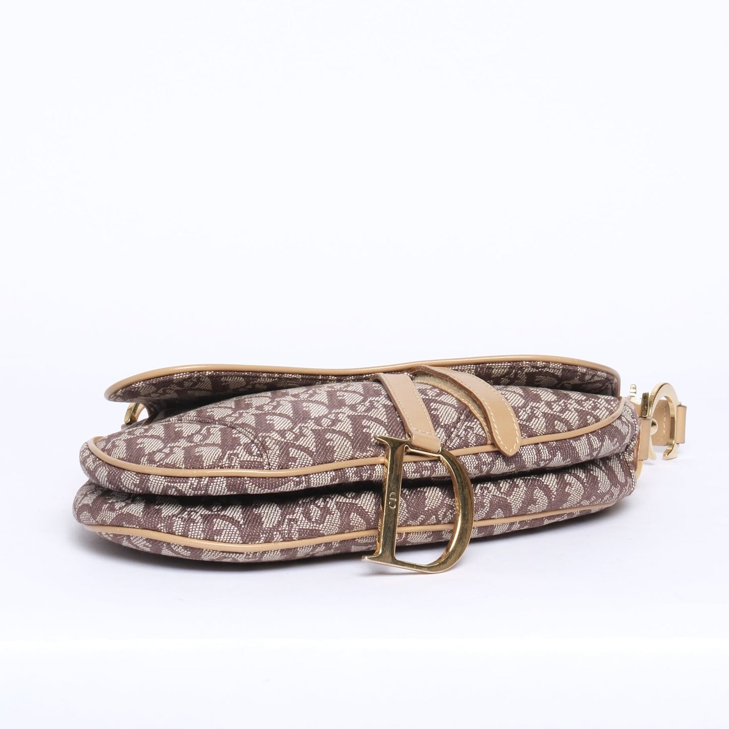 Christian Dior Brown Canvas & Leather Trotter Monogram Saddle Bag