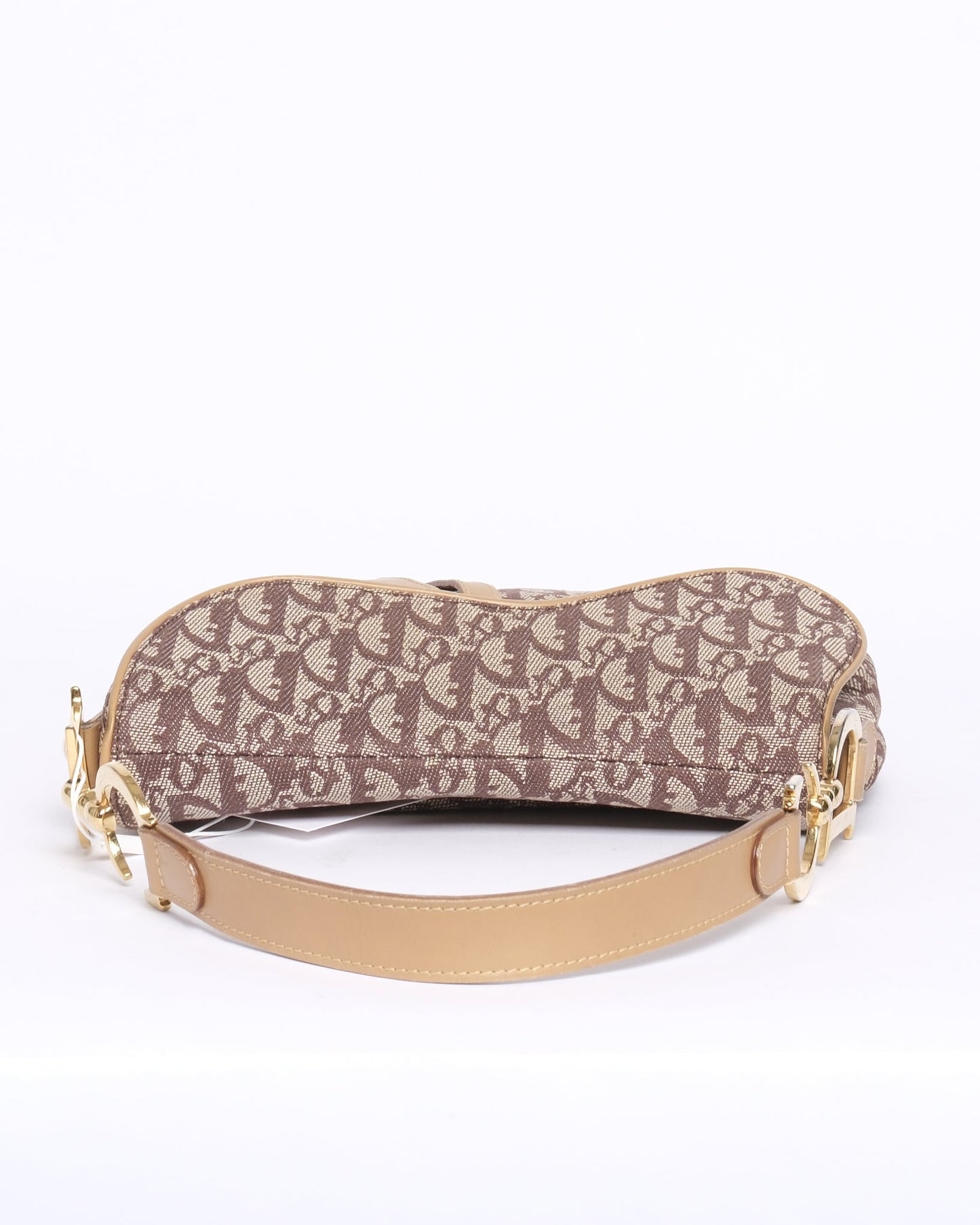 Christian Dior Brown Canvas & Leather Trotter Monogram Saddle Bag