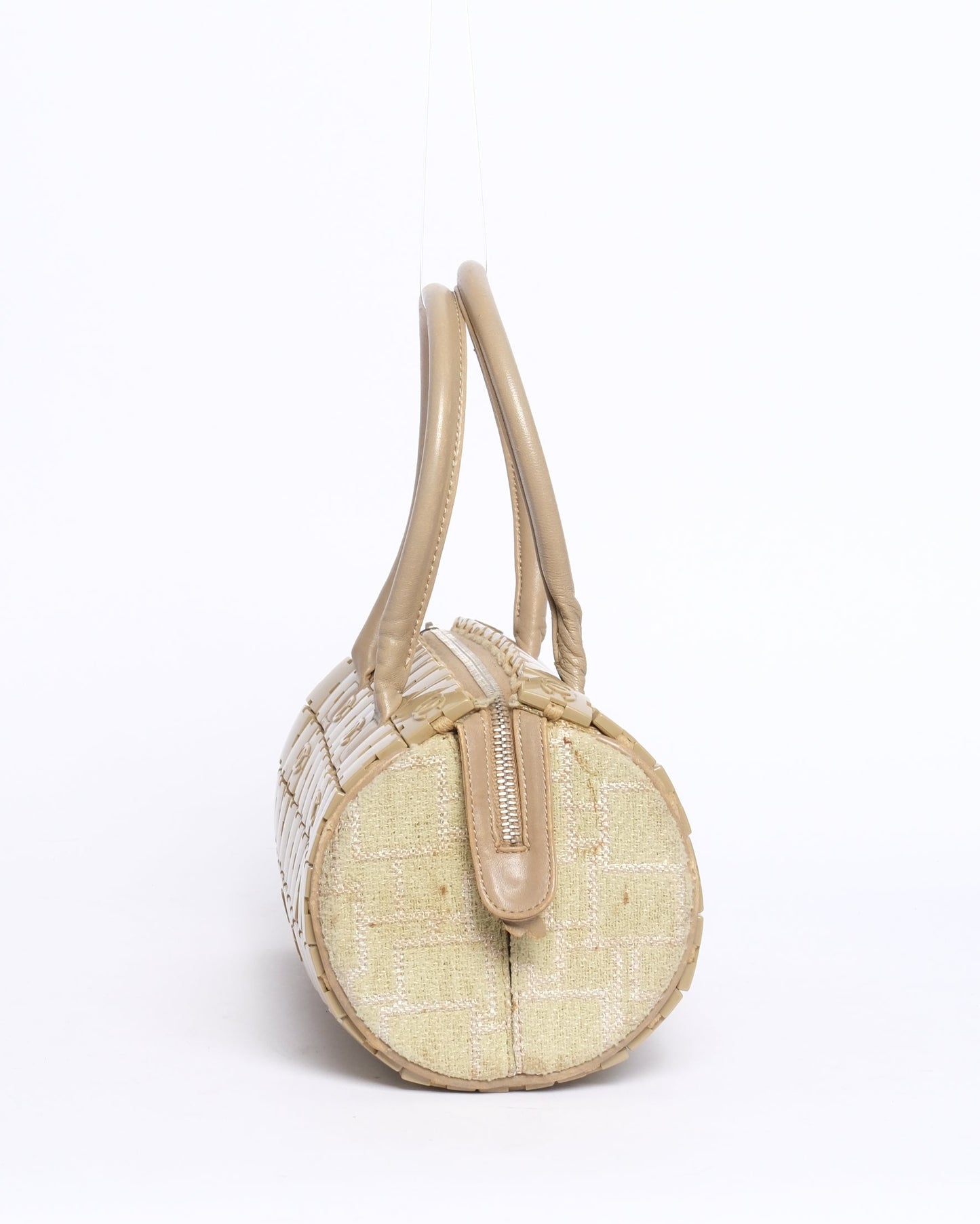 RARE Chanel Beige Puzzle Tile Cylinder Barrel Bag