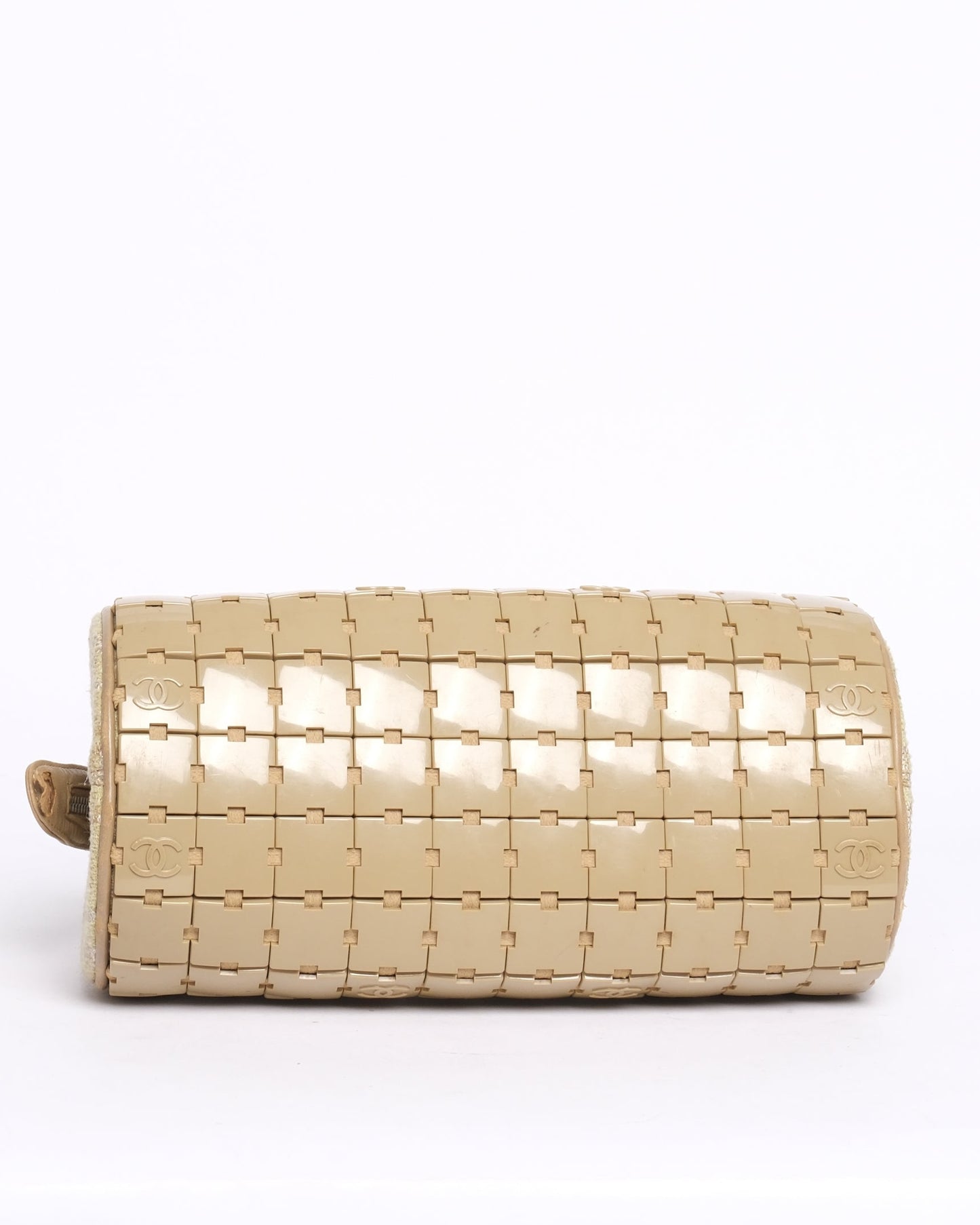 RARE Chanel Beige Puzzle Tile Cylinder Barrel Bag