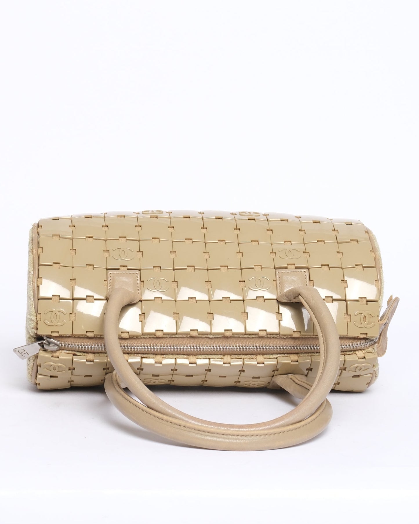RARE Chanel Beige Puzzle Tile Cylinder Barrel Bag