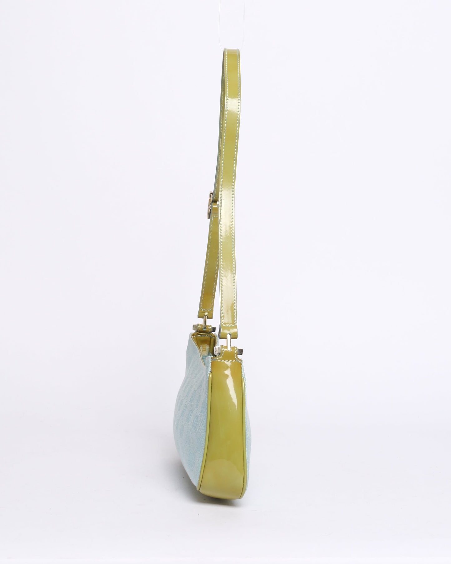 Gucci Blue & Green Canvas & Patent Leather Monogram Pochette Accessory