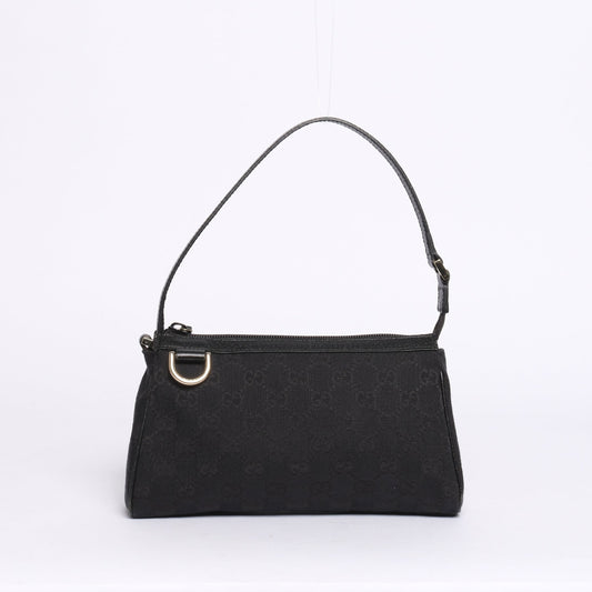 Gucci Black Canvas & Leather Monogram Pochette Accessory