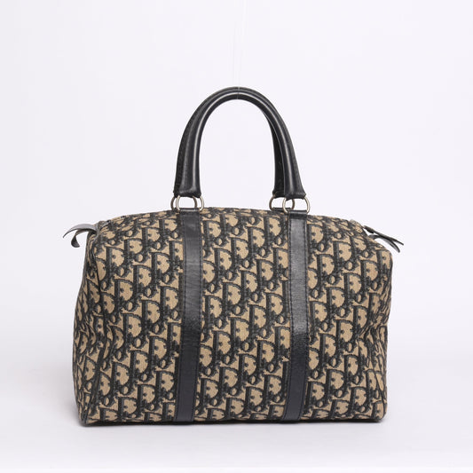 Christian Dior Navy Canvas Boston Top Handle Bag