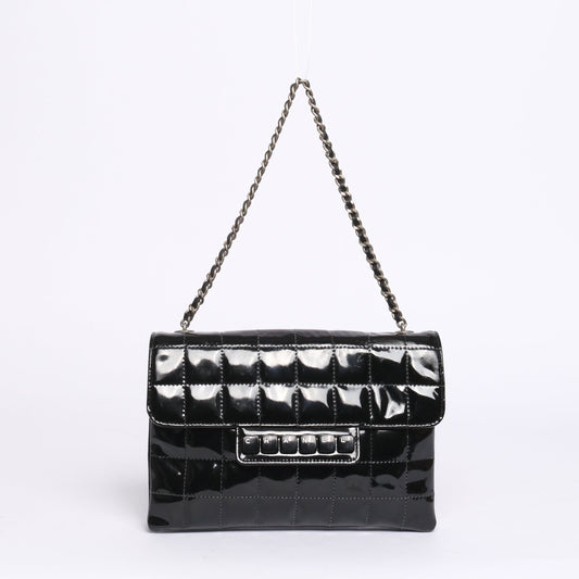 Chanel Digital Keyboard Black Patent Leather Pochette Flap Bag