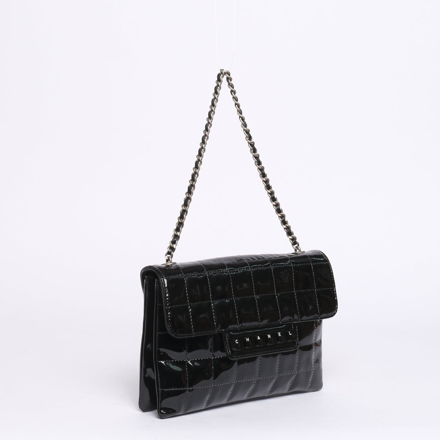 Chanel Digital Keyboard Black Patent Leather Pochette Flap Bag