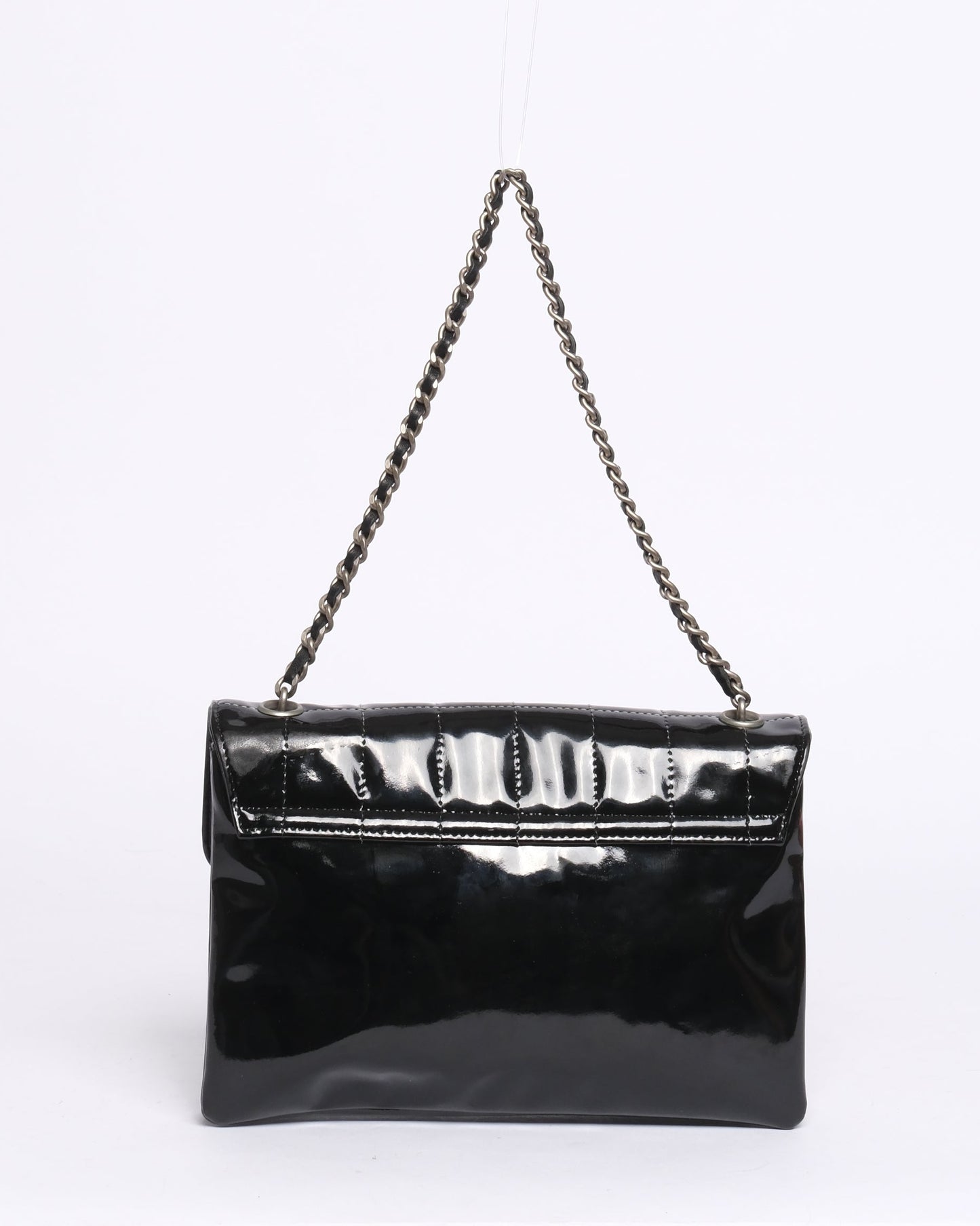 Chanel Digital Keyboard Black Patent Leather Pochette Flap Bag