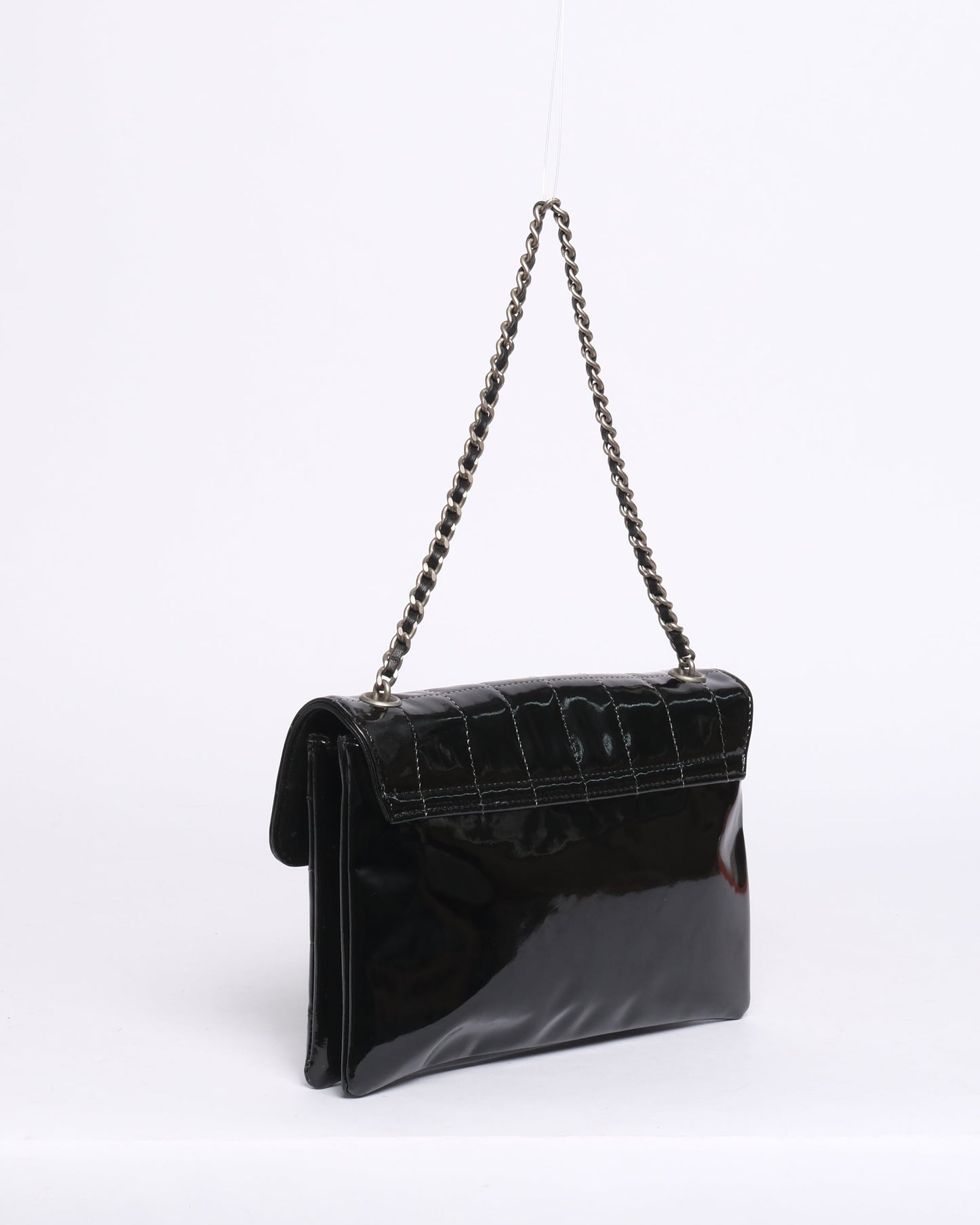 Chanel Digital Keyboard Black Patent Leather Pochette Flap Bag