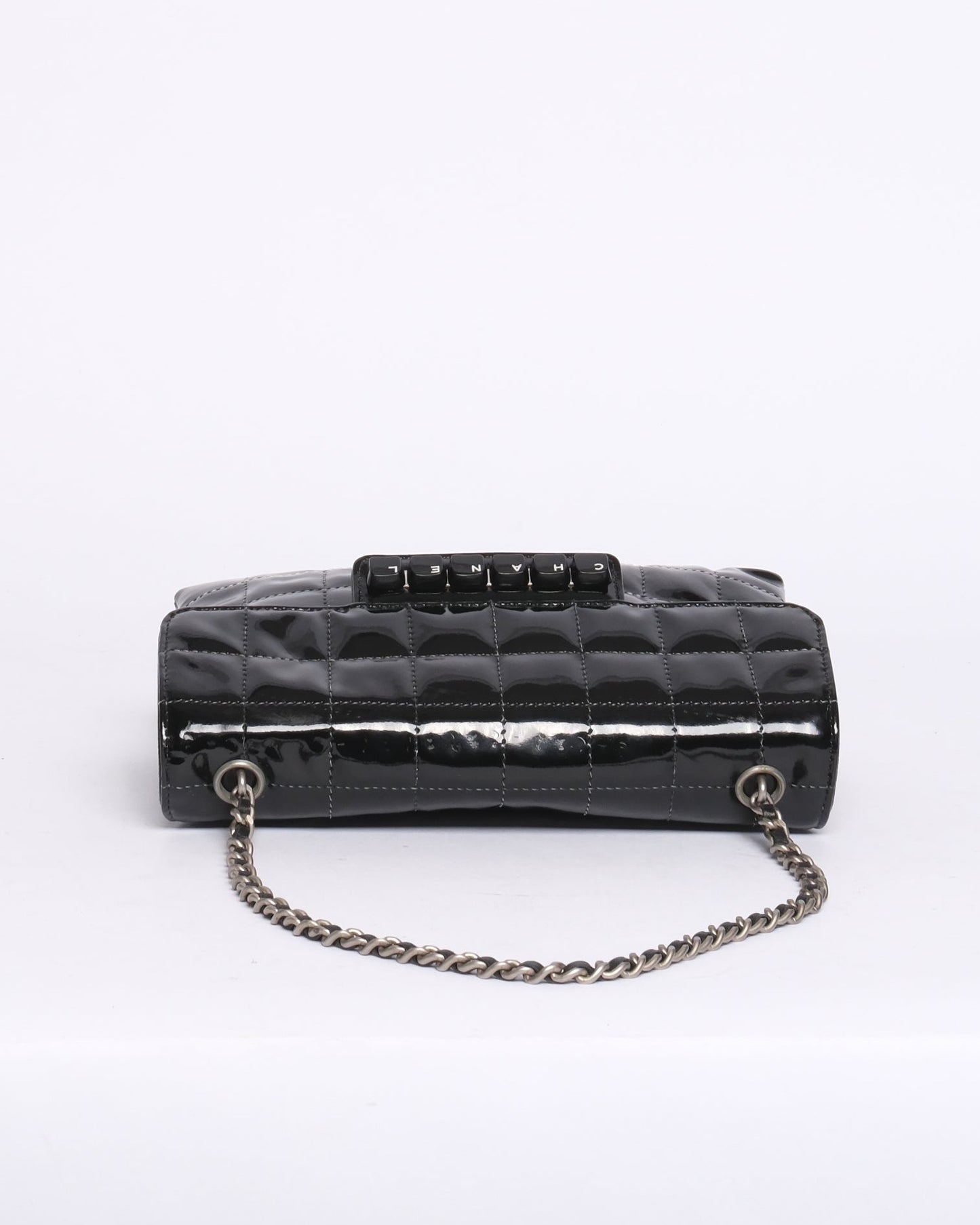 Chanel Digital Keyboard Black Patent Leather Pochette Flap Bag