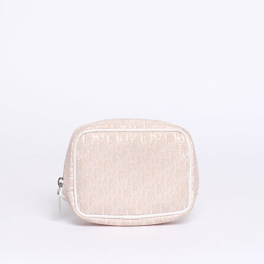 Christian Dior Pink & White Canvas Oblique Monogram Pouch