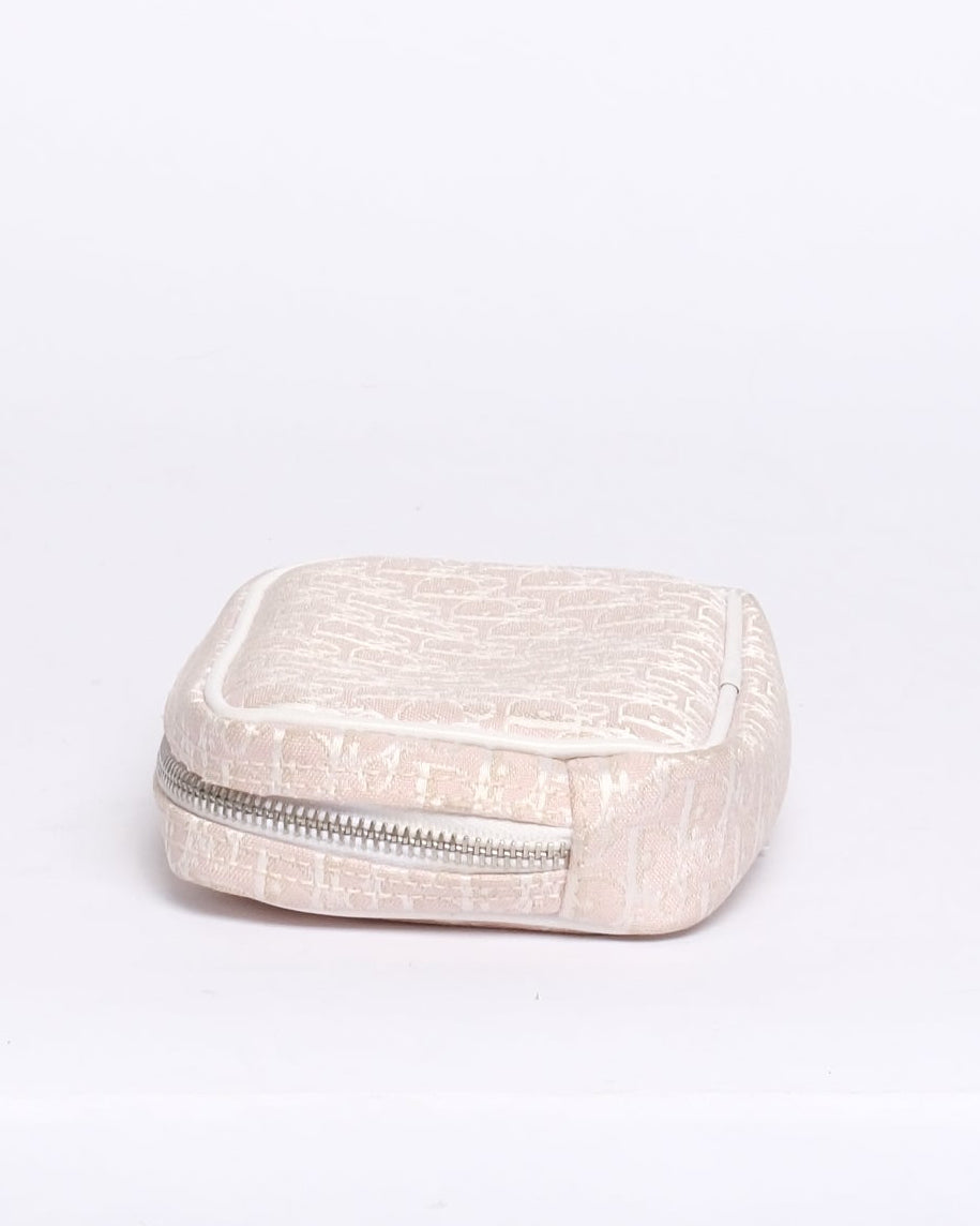 Christian Dior Pink & White Canvas Oblique Monogram Pouch