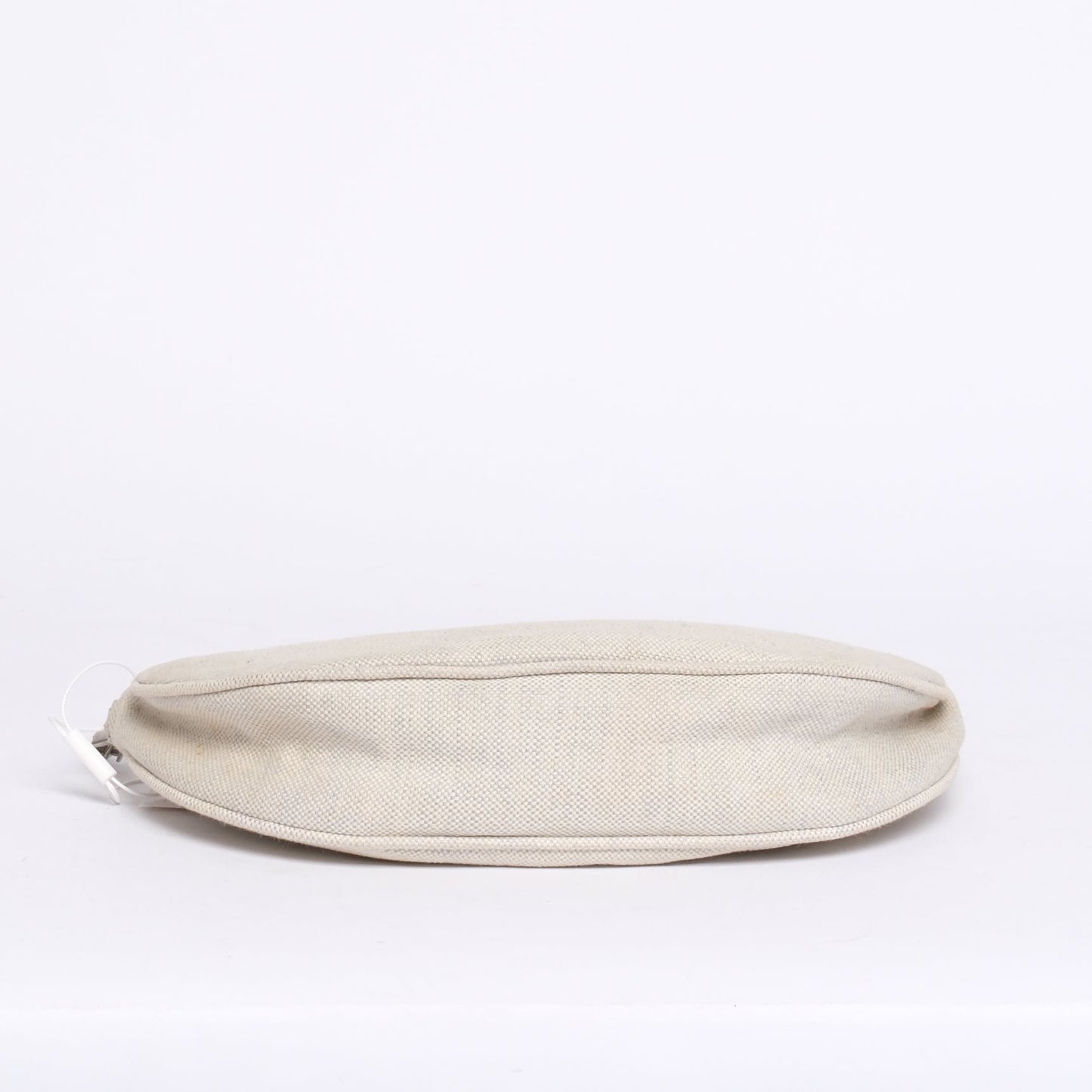 Prada Beige Linen & Patent Leather Half Moon Pochette