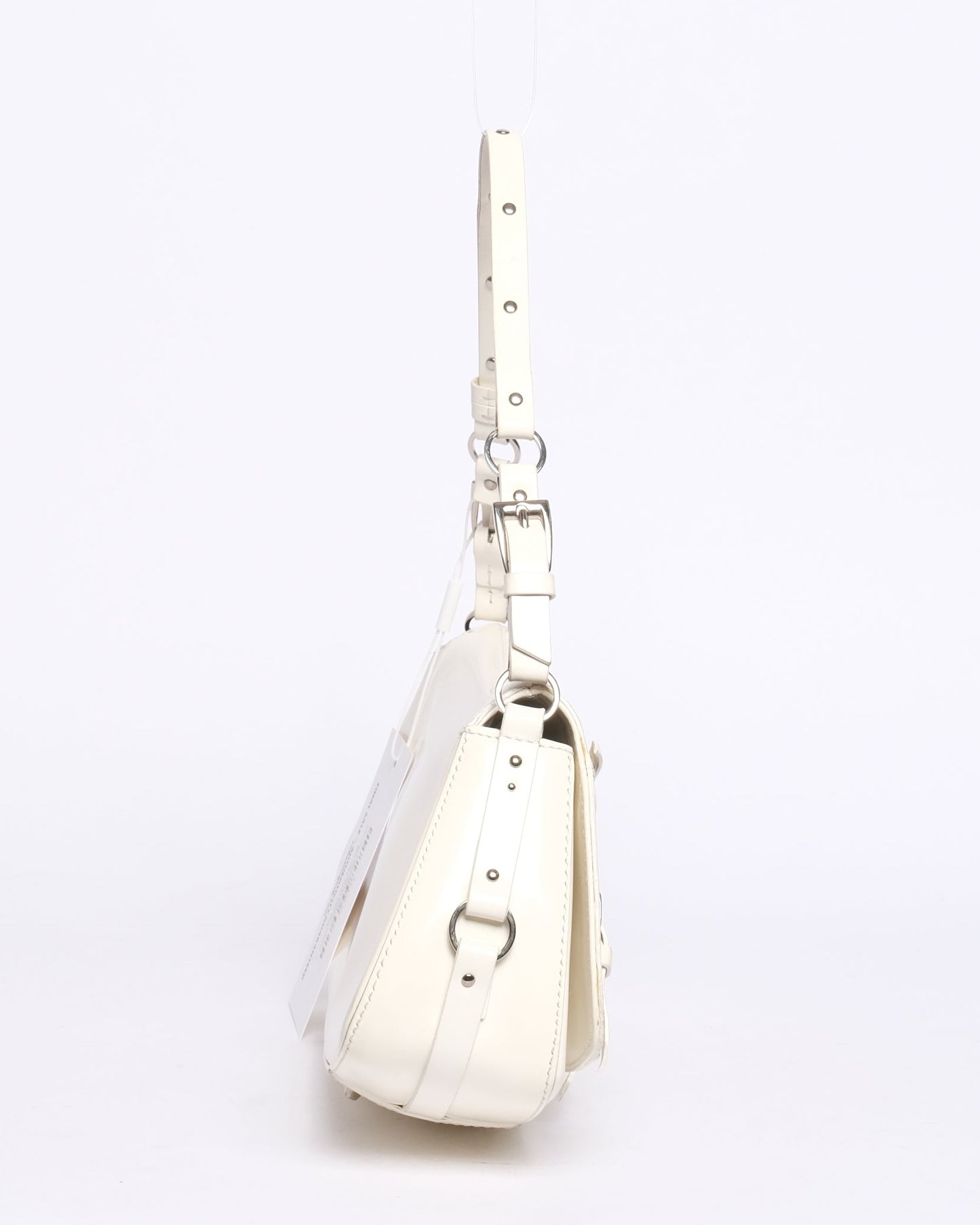 Christian Dior White Patent Leather Bondage Shoulder Bag