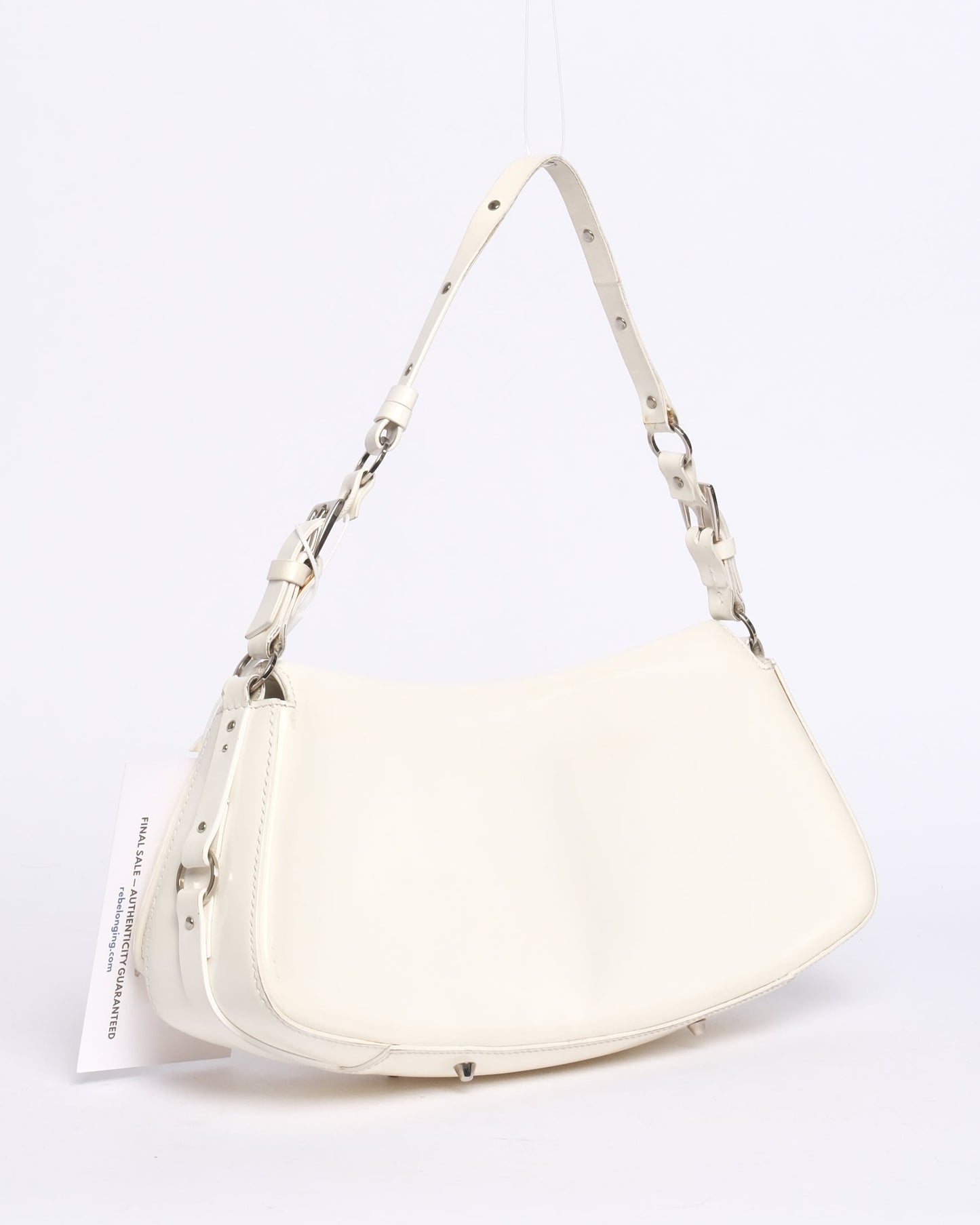 Christian Dior White Patent Leather Bondage Shoulder Bag