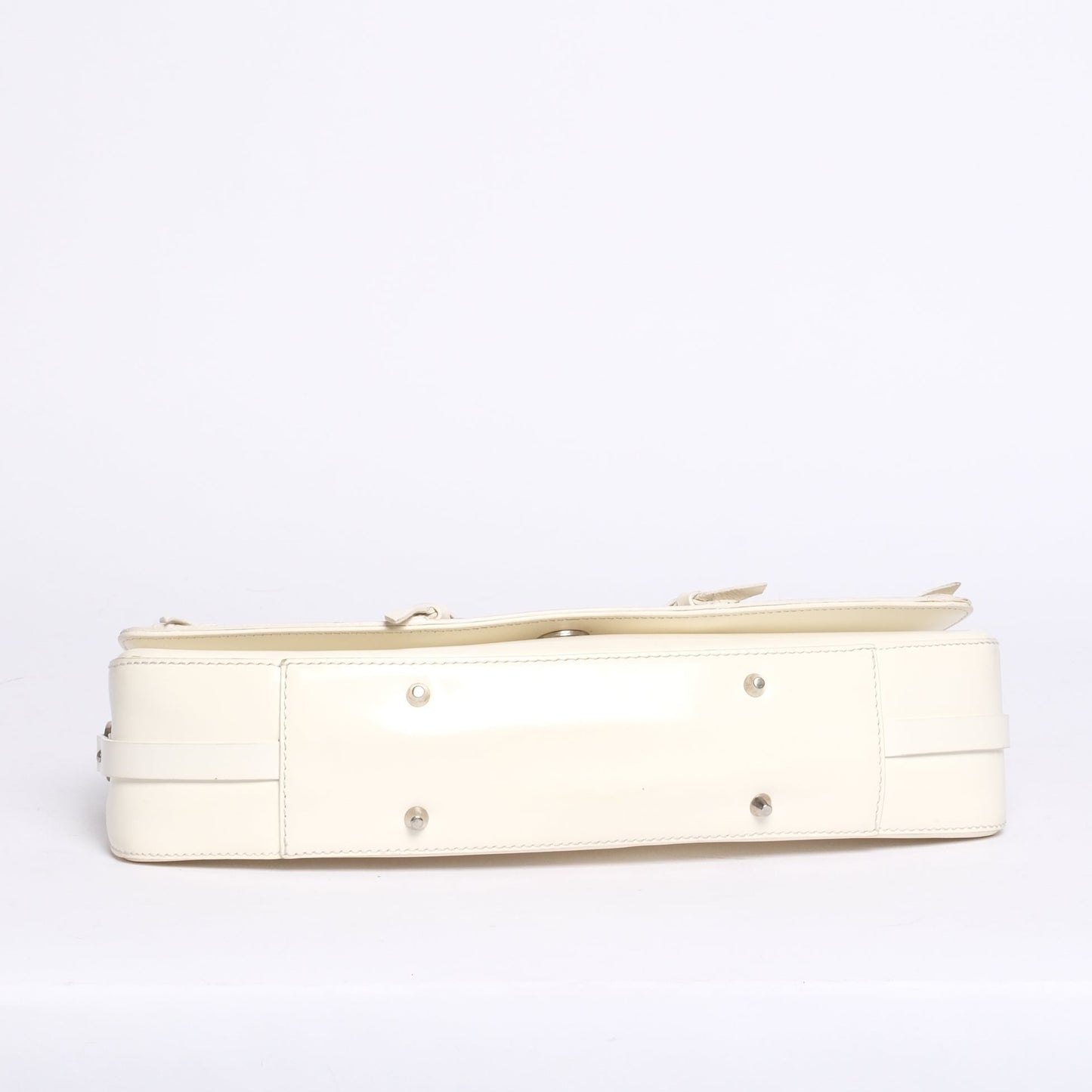 Christian Dior White Patent Leather Bondage Shoulder Bag
