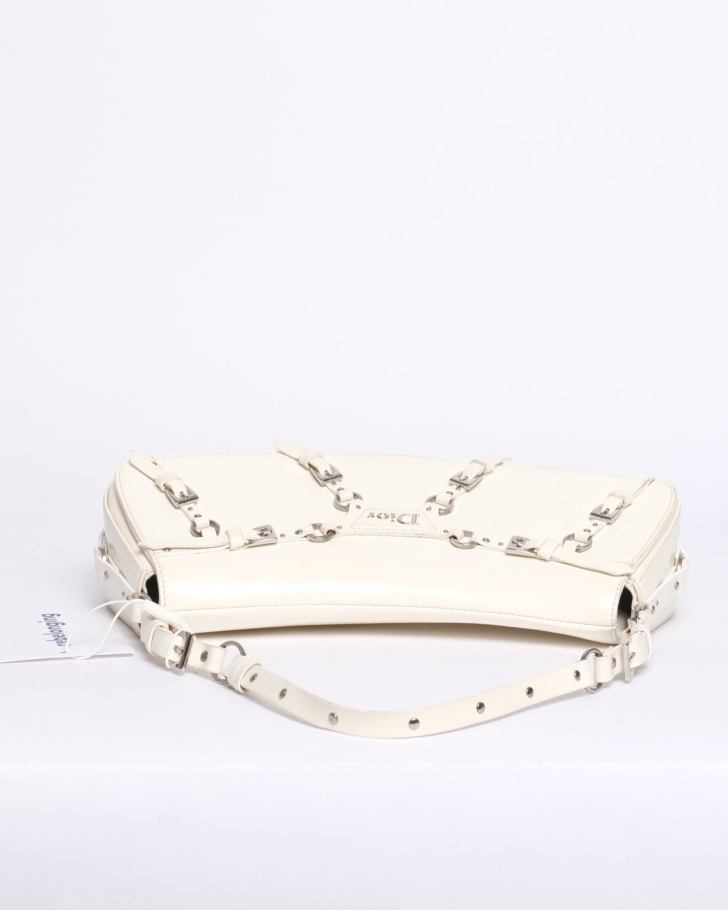 Christian Dior White Patent Leather Bondage Shoulder Bag