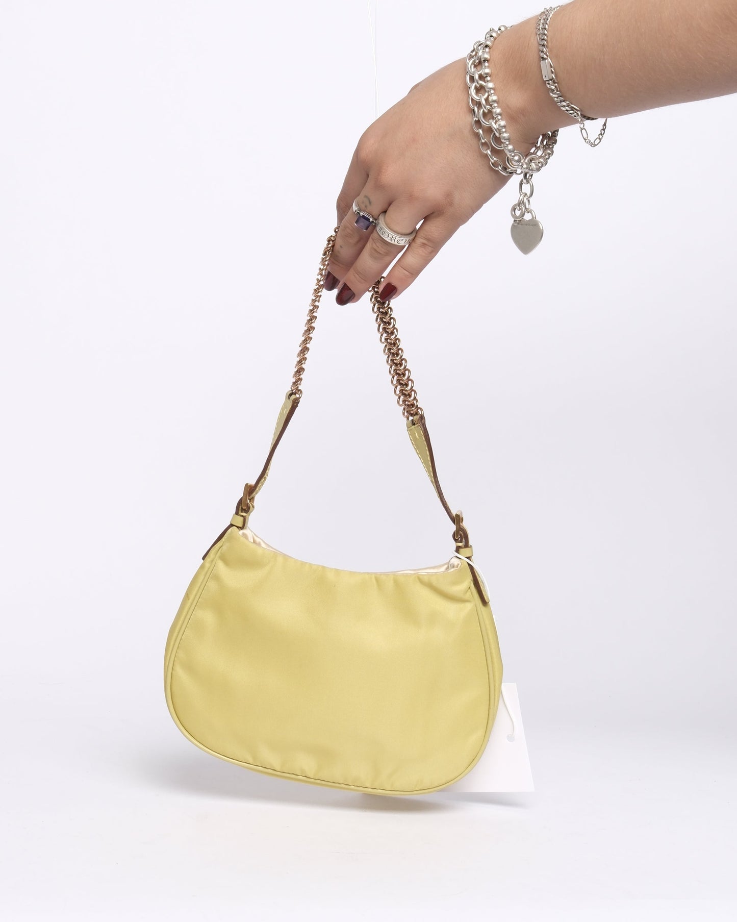 Prada Chartreuse Nylon Mini Handle Handle Bag