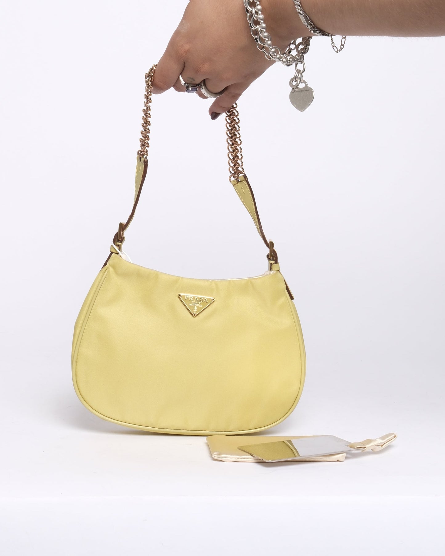 Prada Chartreuse Nylon Mini Handle Handle Bag
