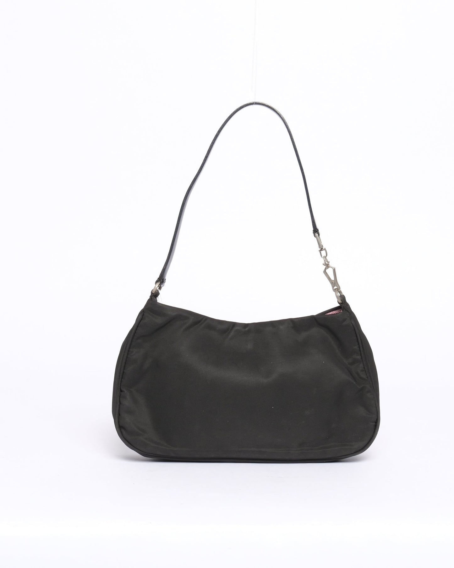 Prada Black Nylon Mini Shoulder Bag w/ Pink Interior
