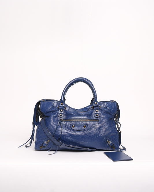 Balenciaga Navy Blue Leather City bag