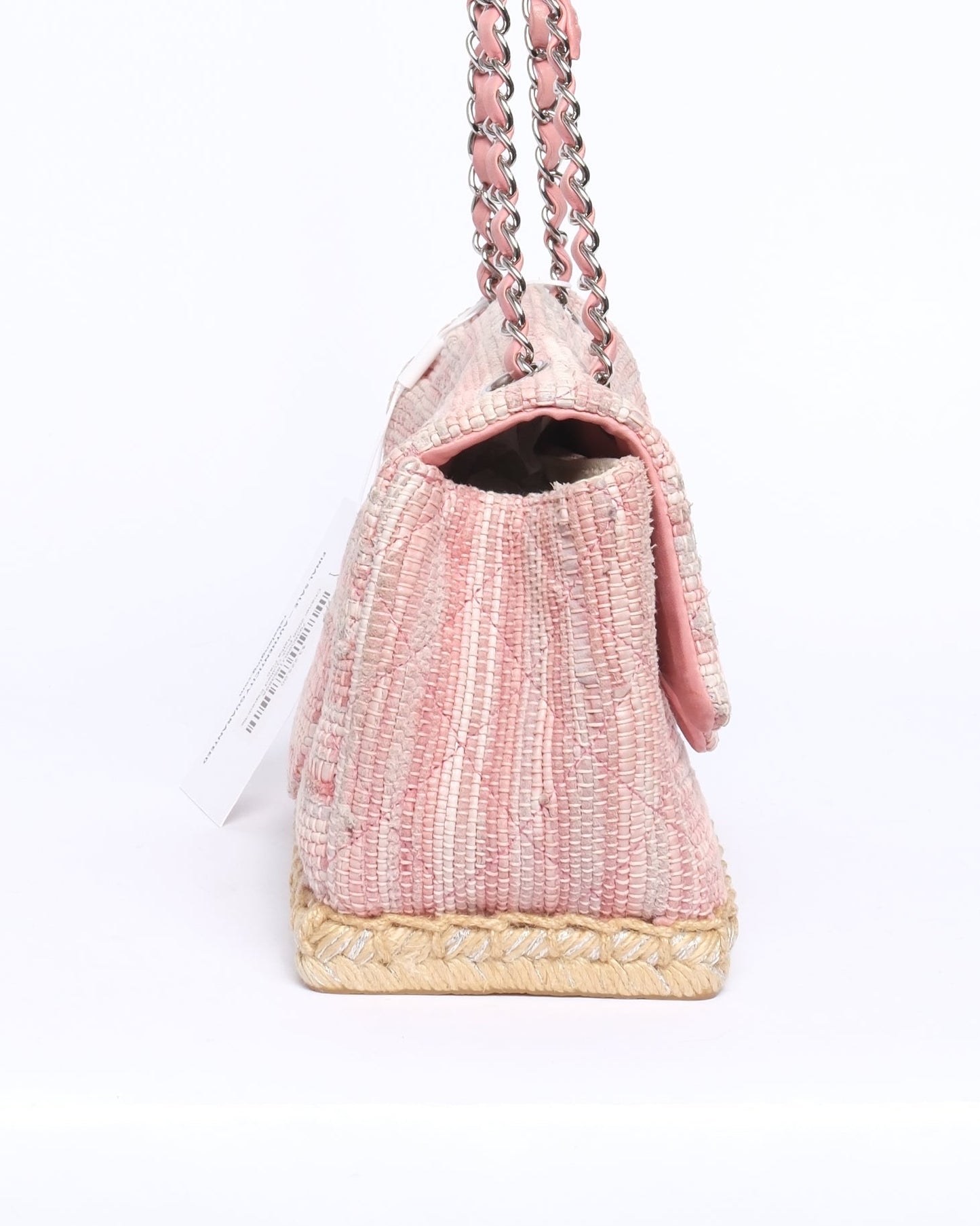 Chanel 2006 Pink Quilted Espadrille Raffia Flap