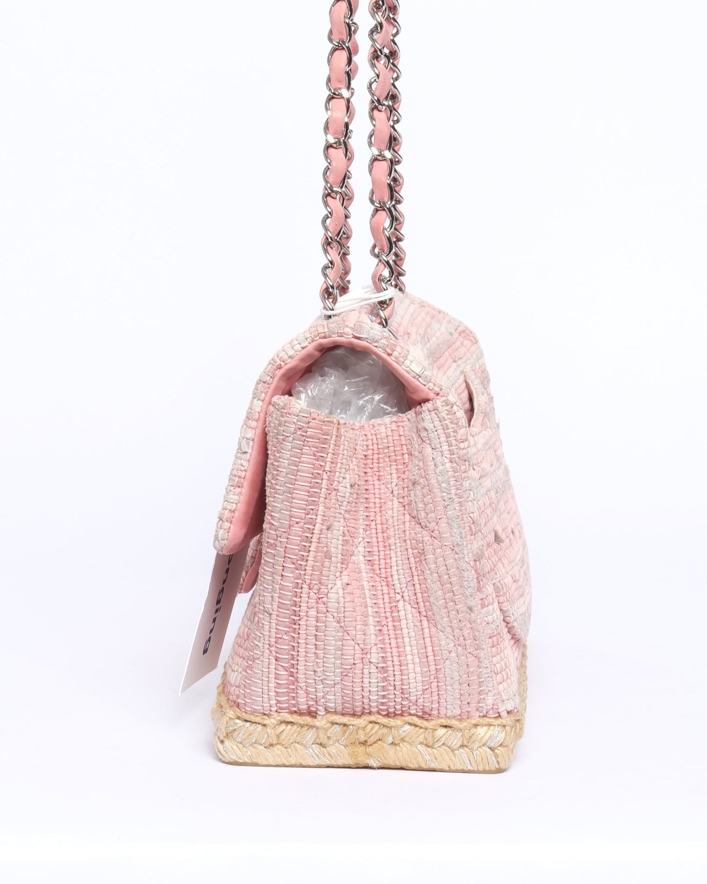 Chanel 2006 Pink Quilted Espadrille Raffia Flap
