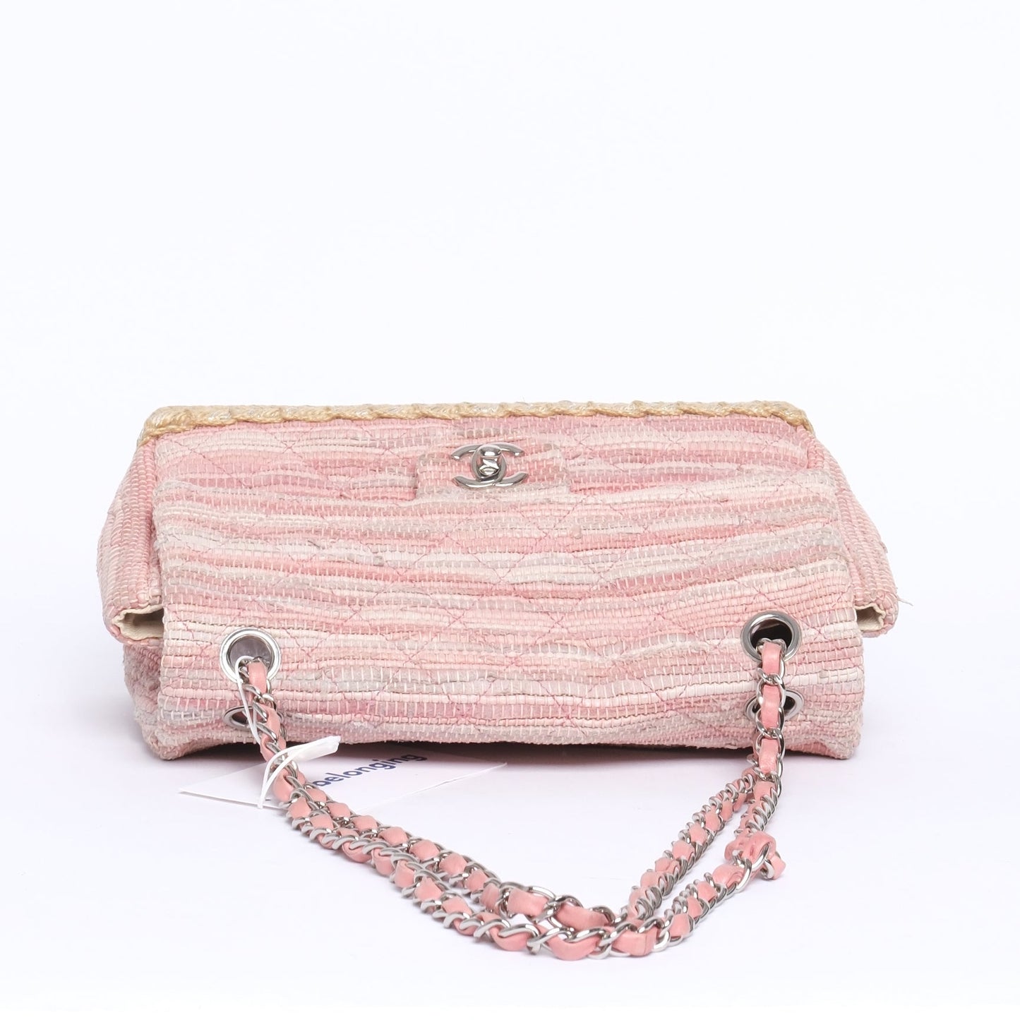 Chanel 2006 Pink Quilted Espadrille Raffia Flap
