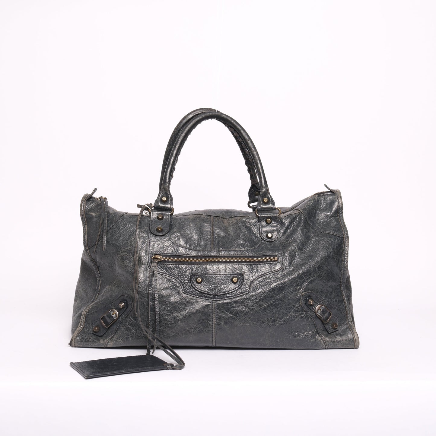 Balenciaga Washed Black Leather "Work" City Bag