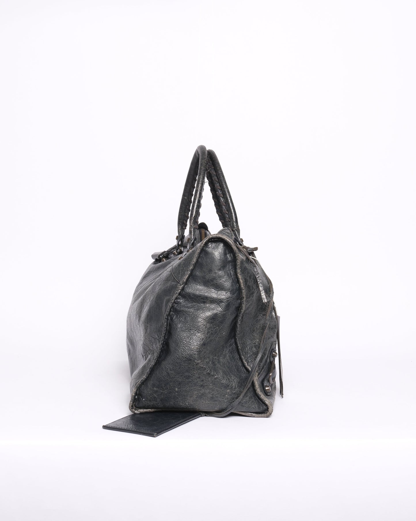 Balenciaga Washed Black Leather "Work" City Bag