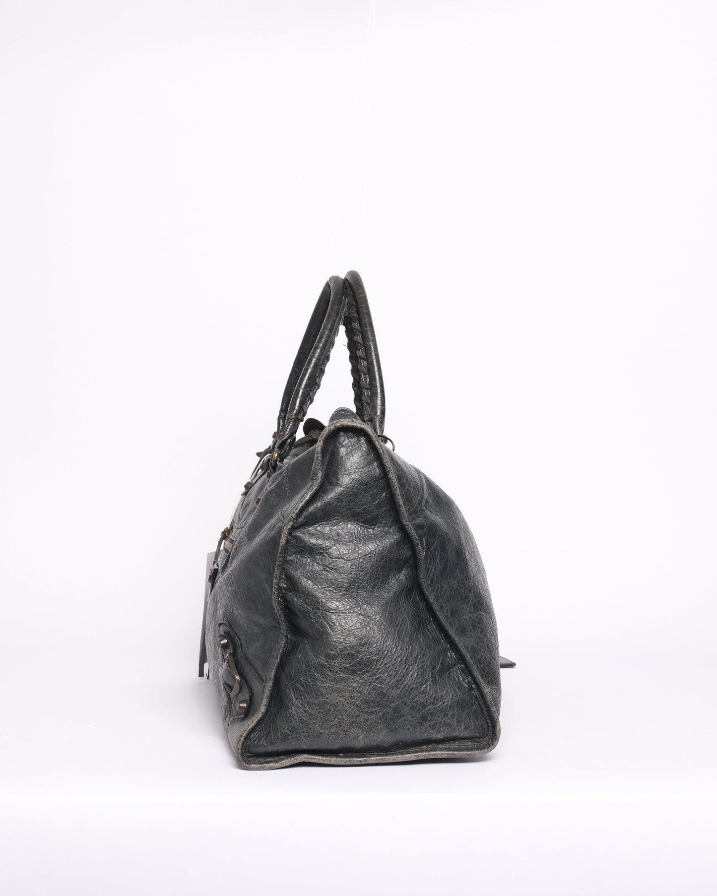Balenciaga Washed Black Leather "Work" City Bag