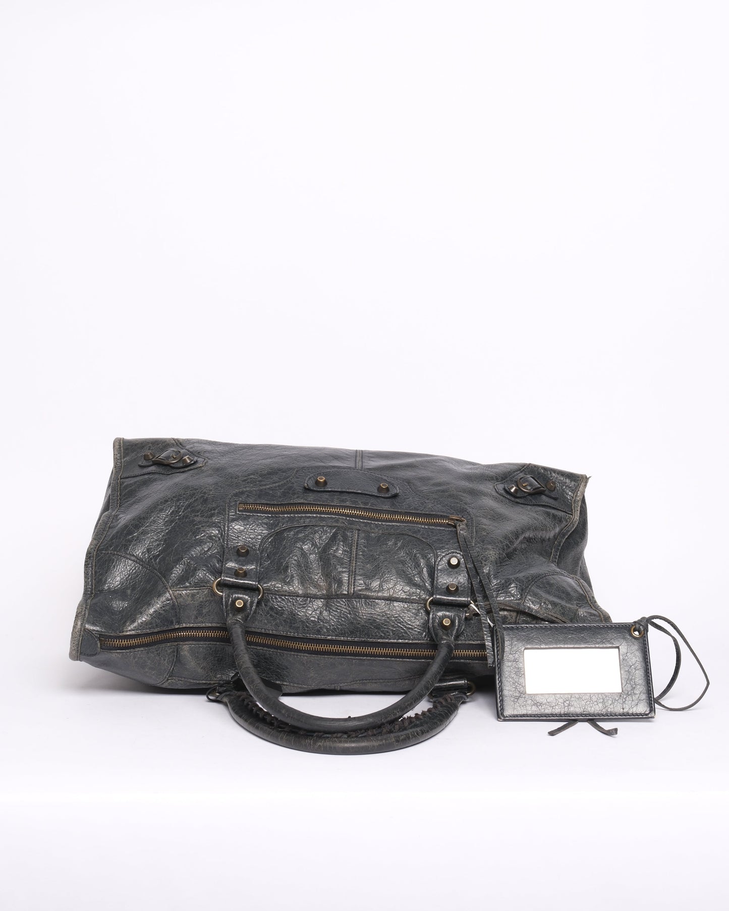 Balenciaga Washed Black Leather "Work" City Bag