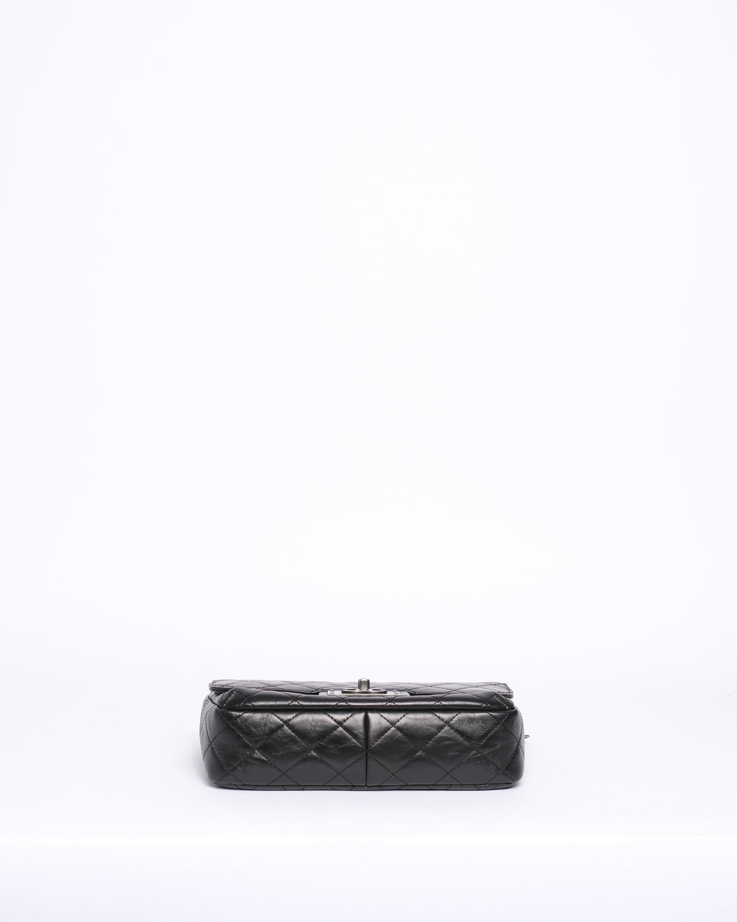Chanel 2015 Black Lambskin Leather Quilted Medium Flap