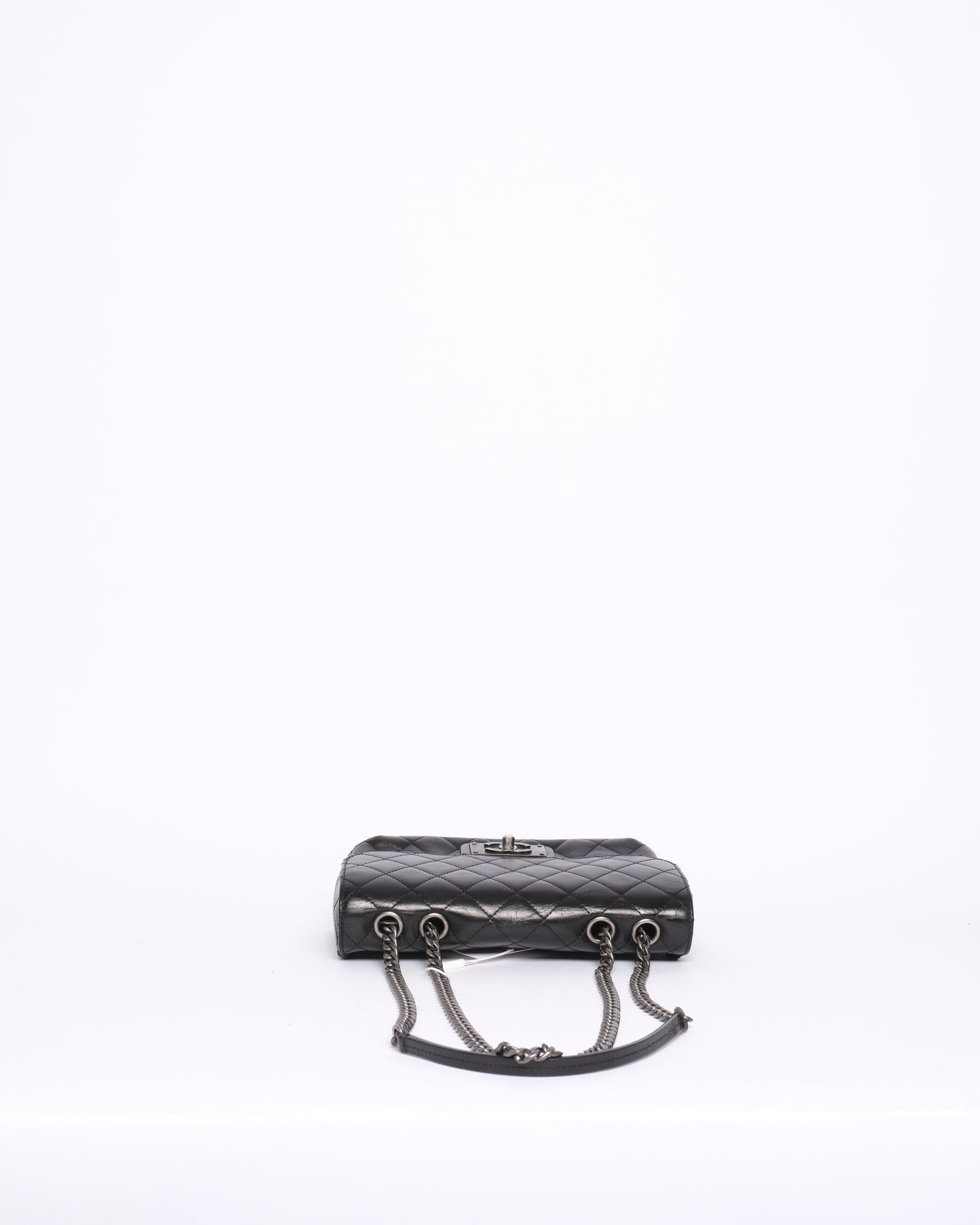 Chanel 2015 Black Lambskin Leather Quilted Medium Flap