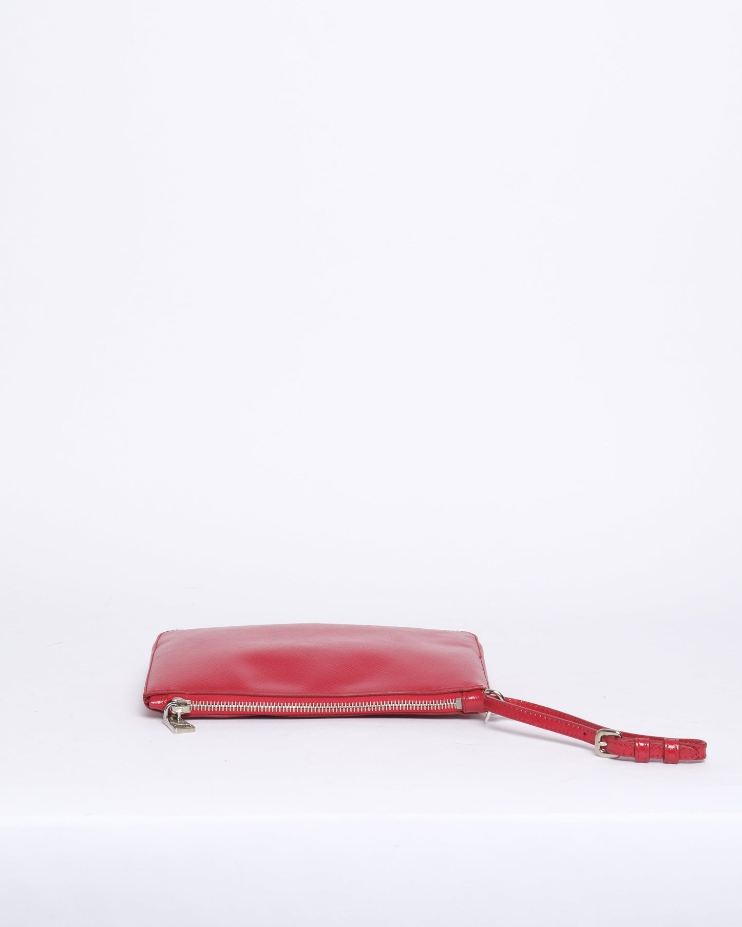 Prada Red Leather Flower Wristlet