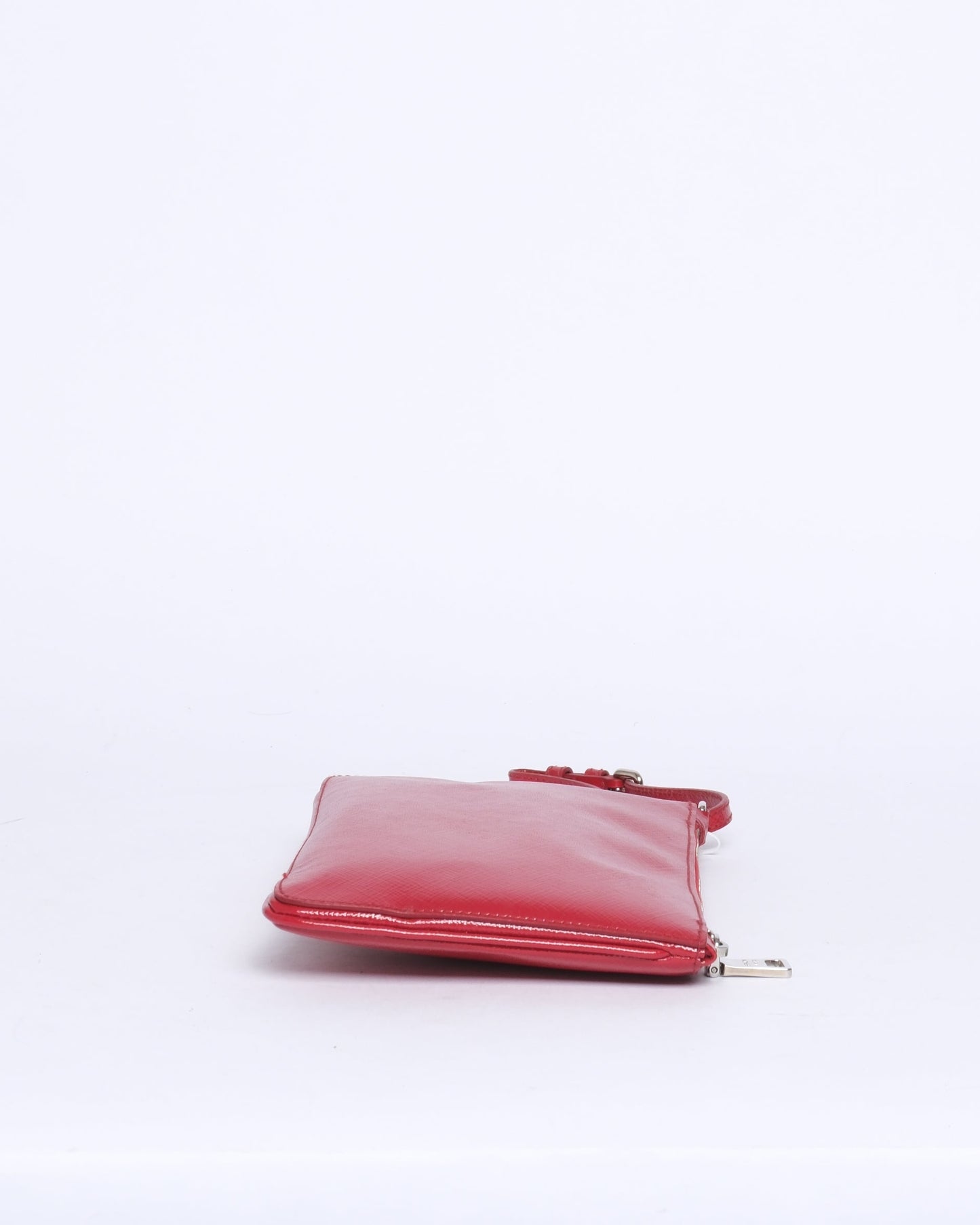 Prada Red Leather Flower Wristlet