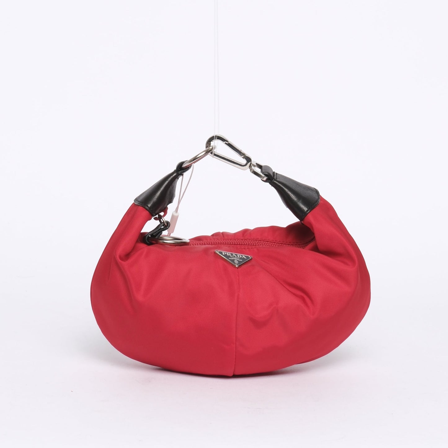 Prada Red Nylon Tessuto Mini Clip Top Handle Bag