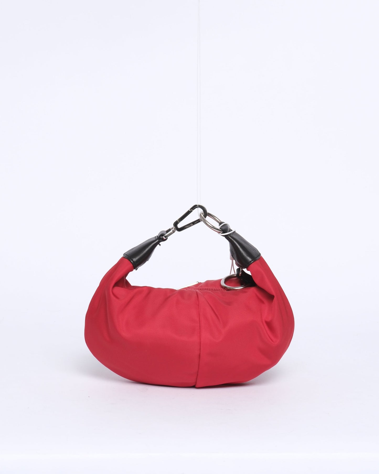 Prada Red Nylon Tessuto Mini Clip Top Handle Bag