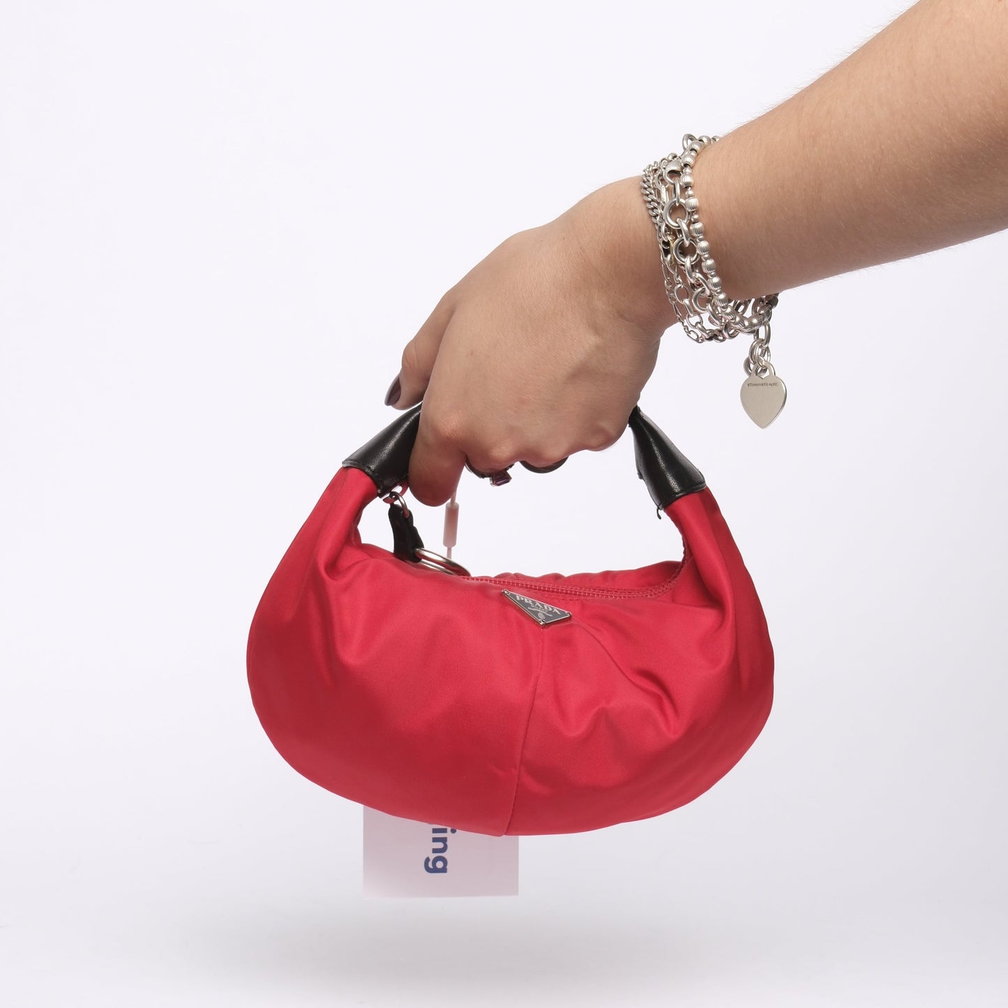 Prada Red Nylon Tessuto Mini Clip Top Handle Bag